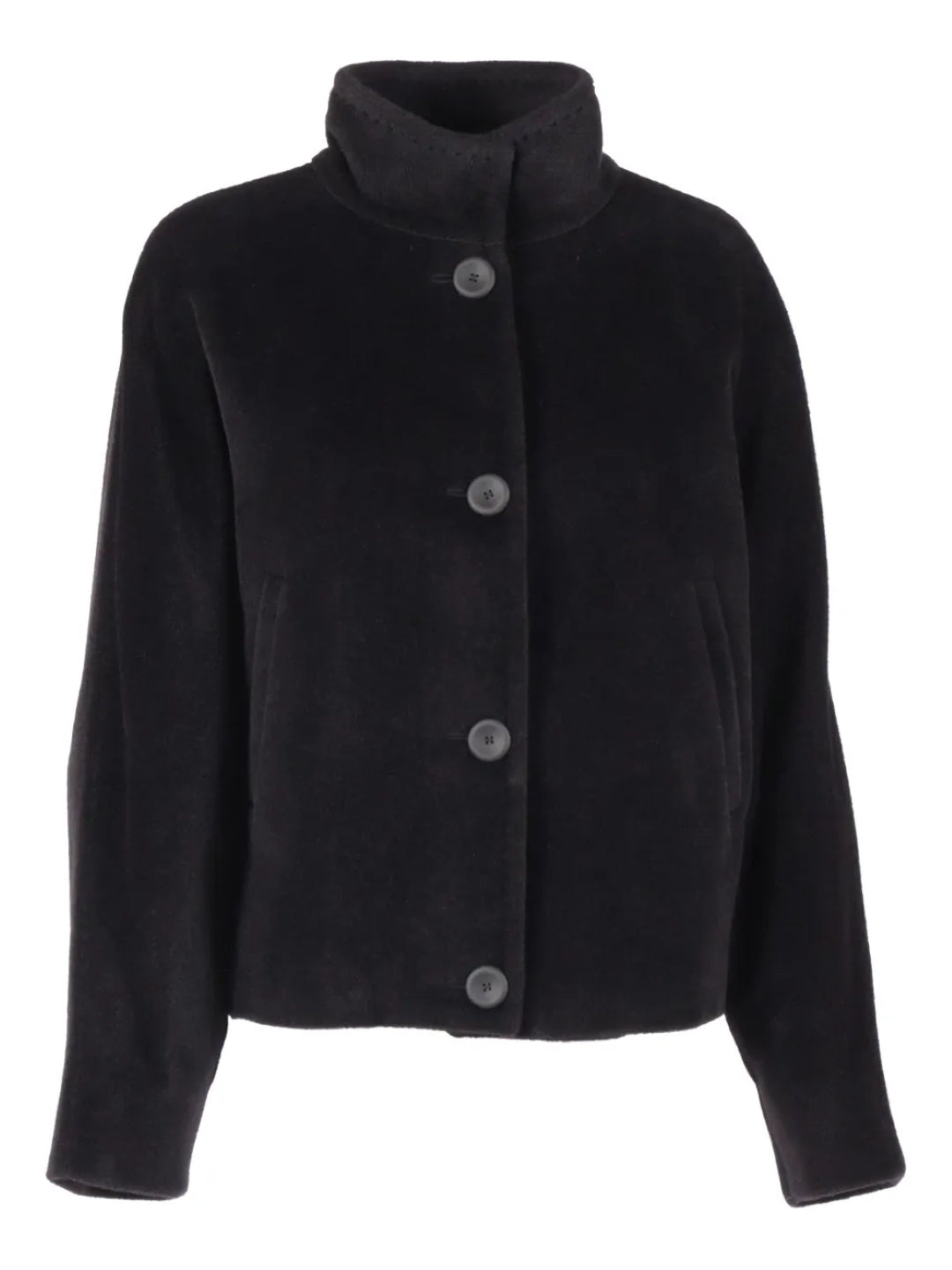 Short Black Coat With High Collar