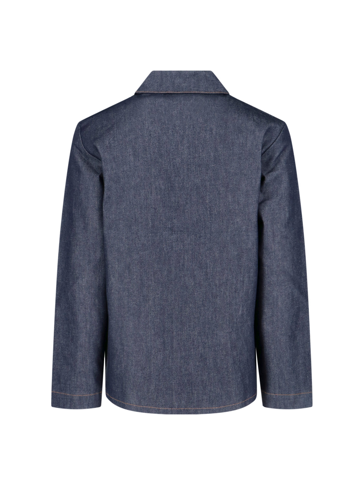 Classic Blue Denim Jacket with Curved Hem