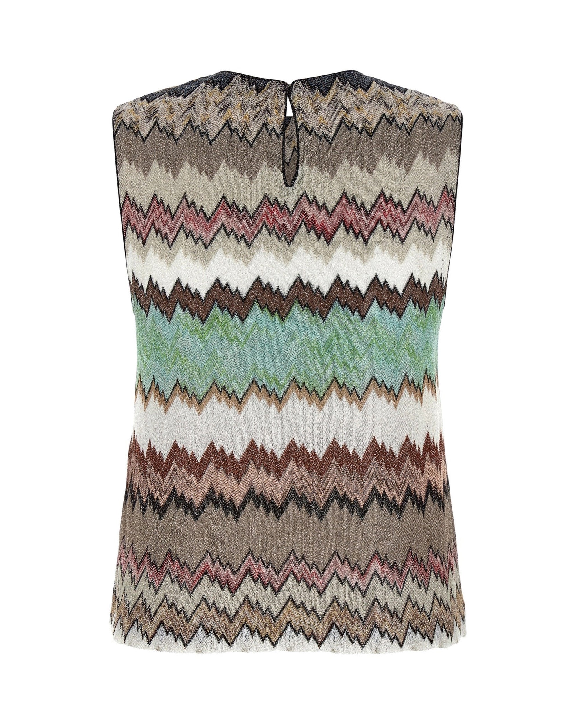 Sleeveless Crew-neck Viscose Lamé Top with Snakeskin Motif
