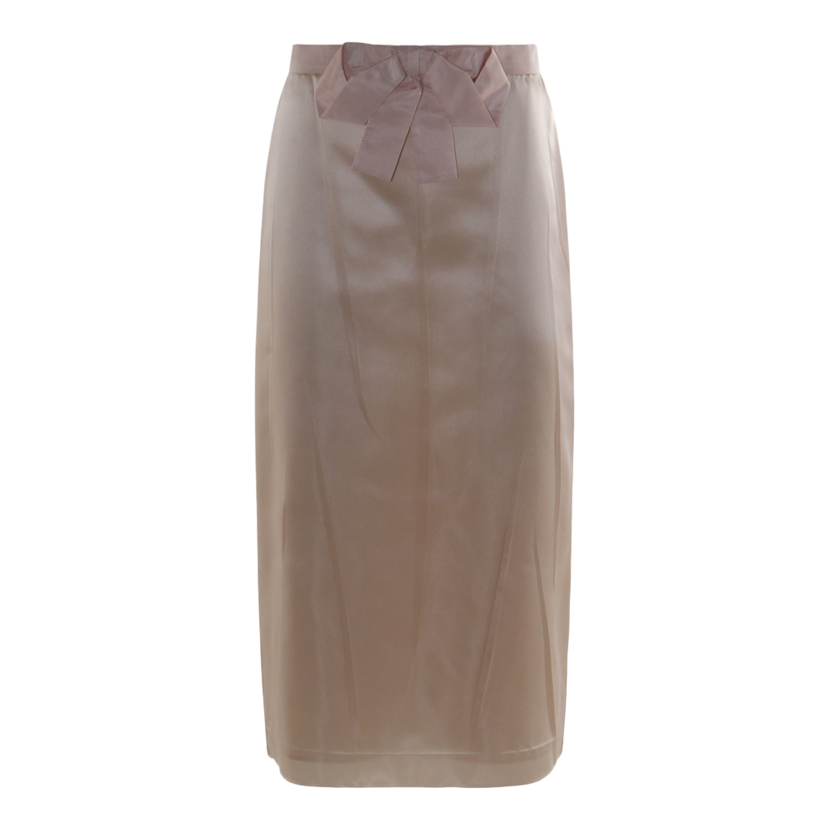 Midi-Length Satin Finish Skirt with Bow Detail