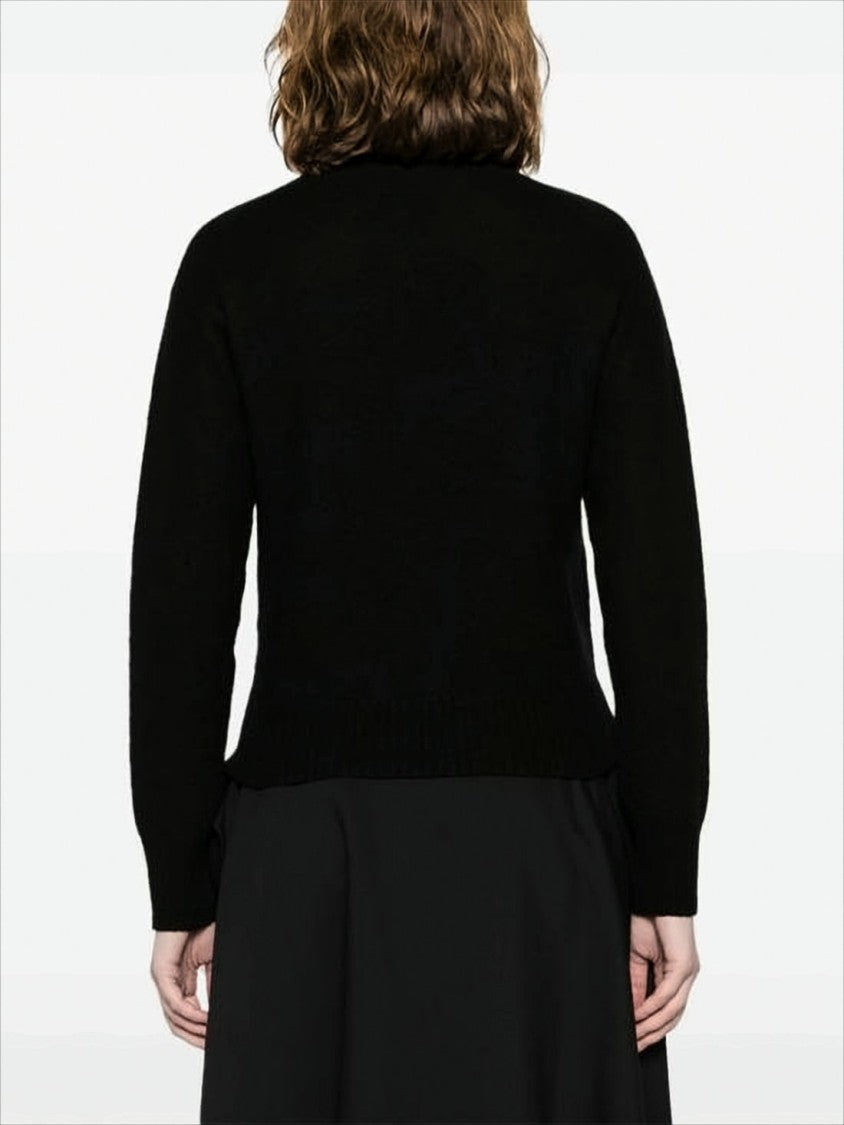 Classic Cropped Wool Sweater with Ribbed Details