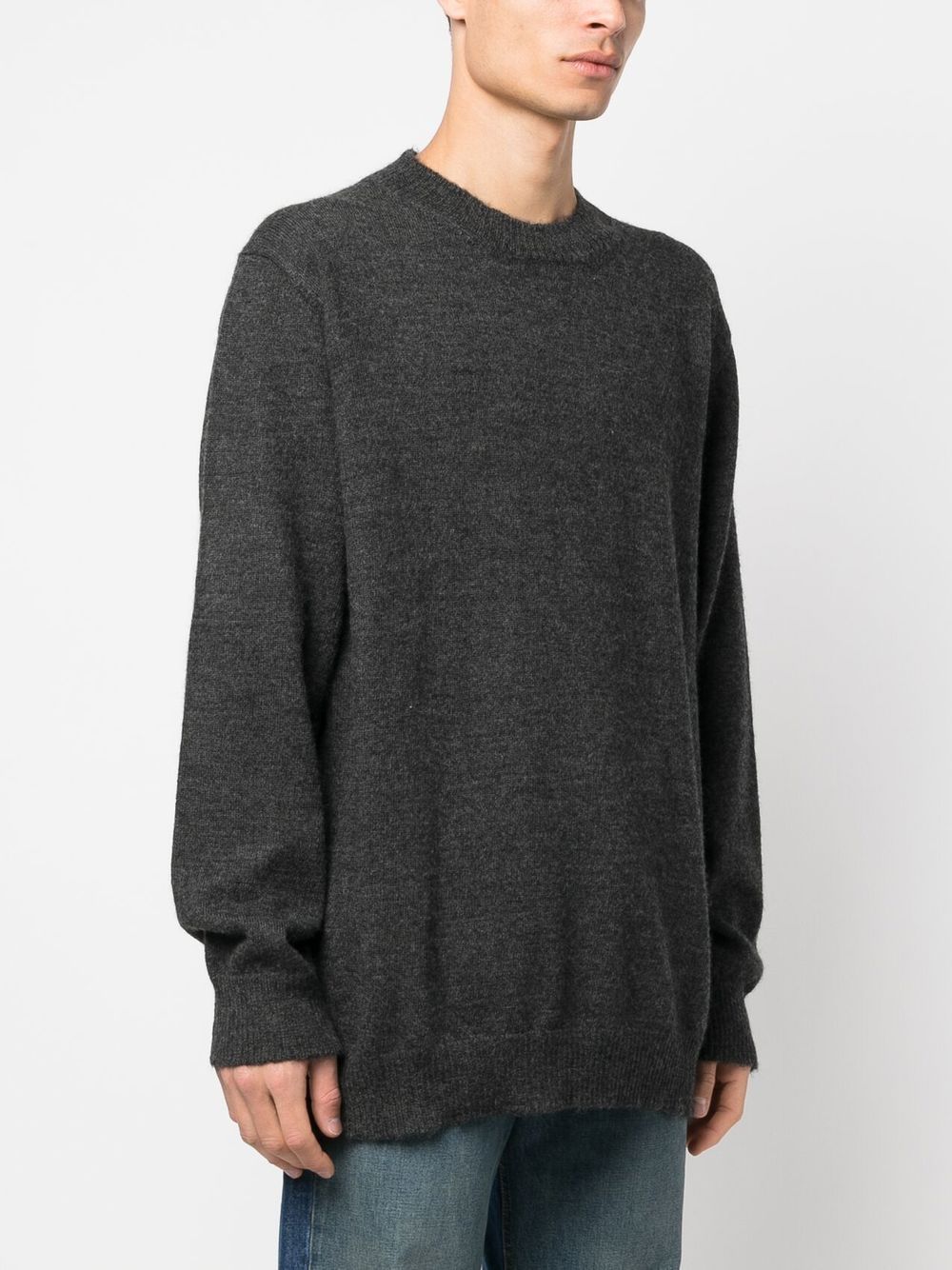 Relaxed Fit Dark Grey Alpaca Blend Sweater