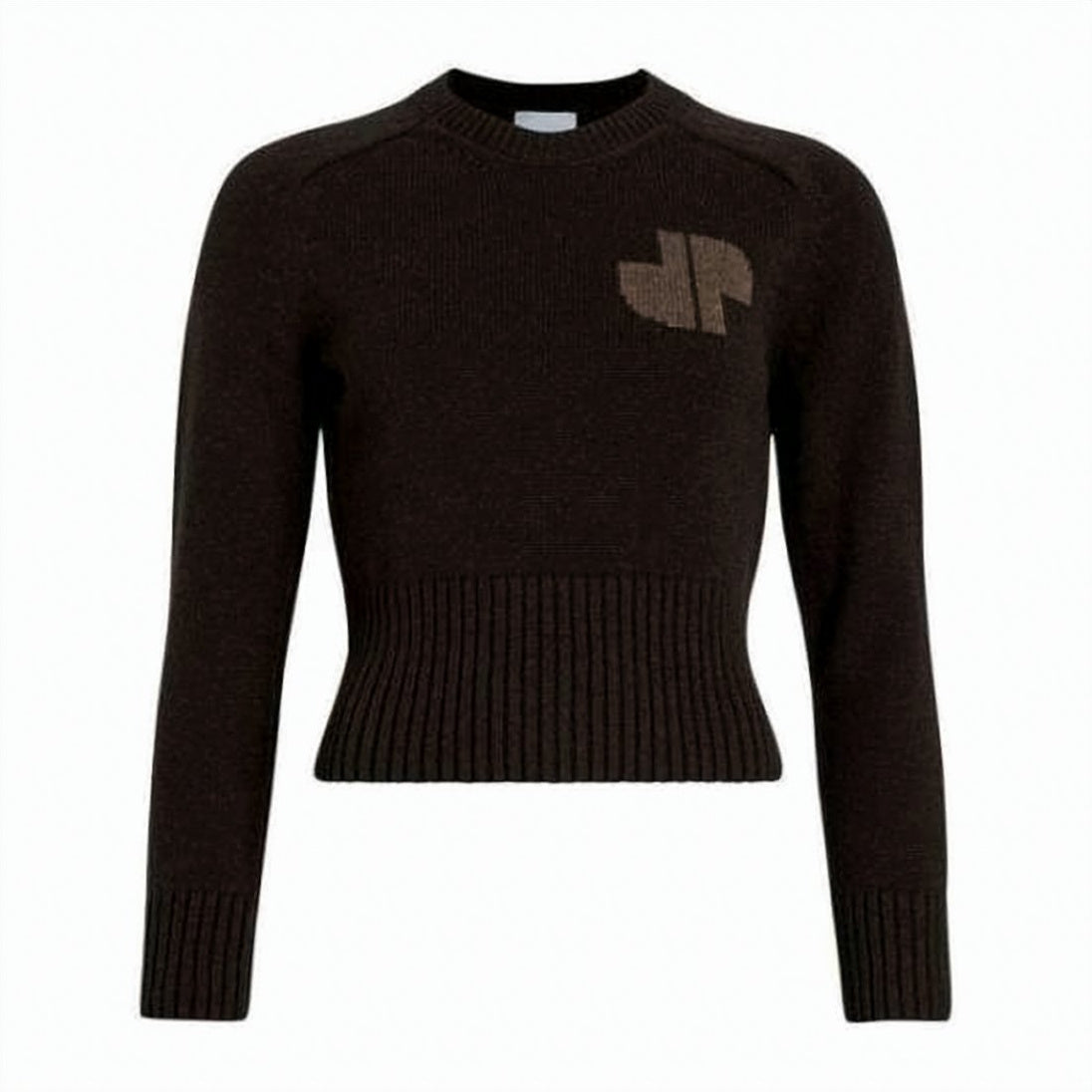 Fitted Brown Knit Sweater