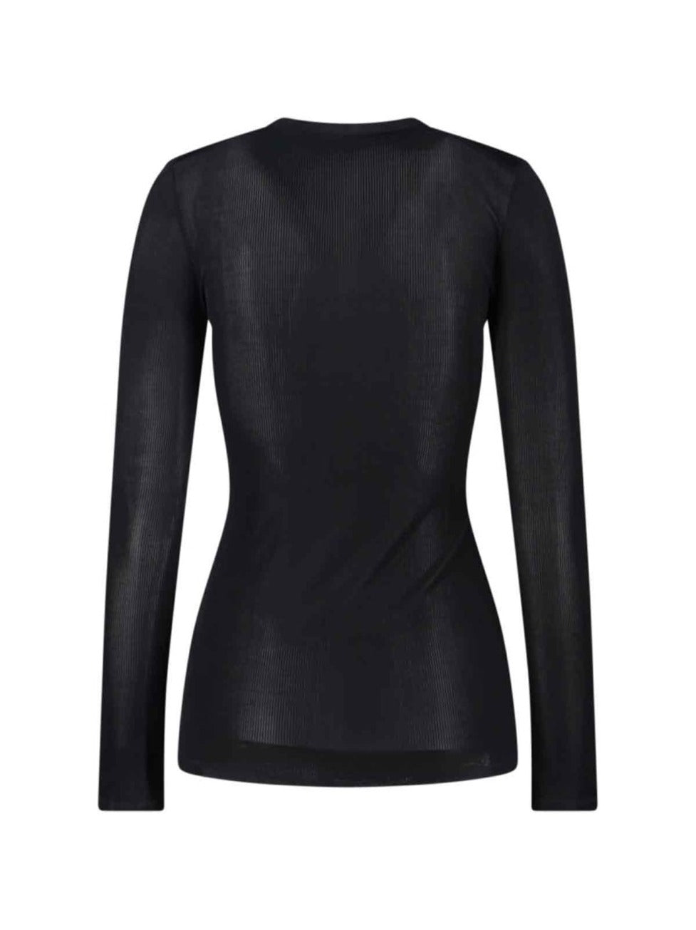 Fitted Black Sweater With Lace-Up V-Neckline