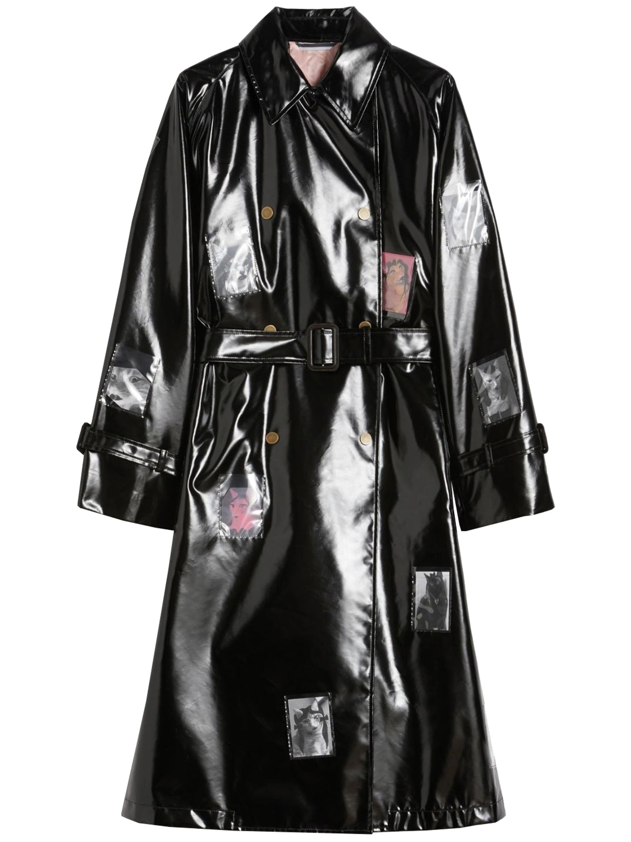 Black Opera Glossy Belted Trench Coat