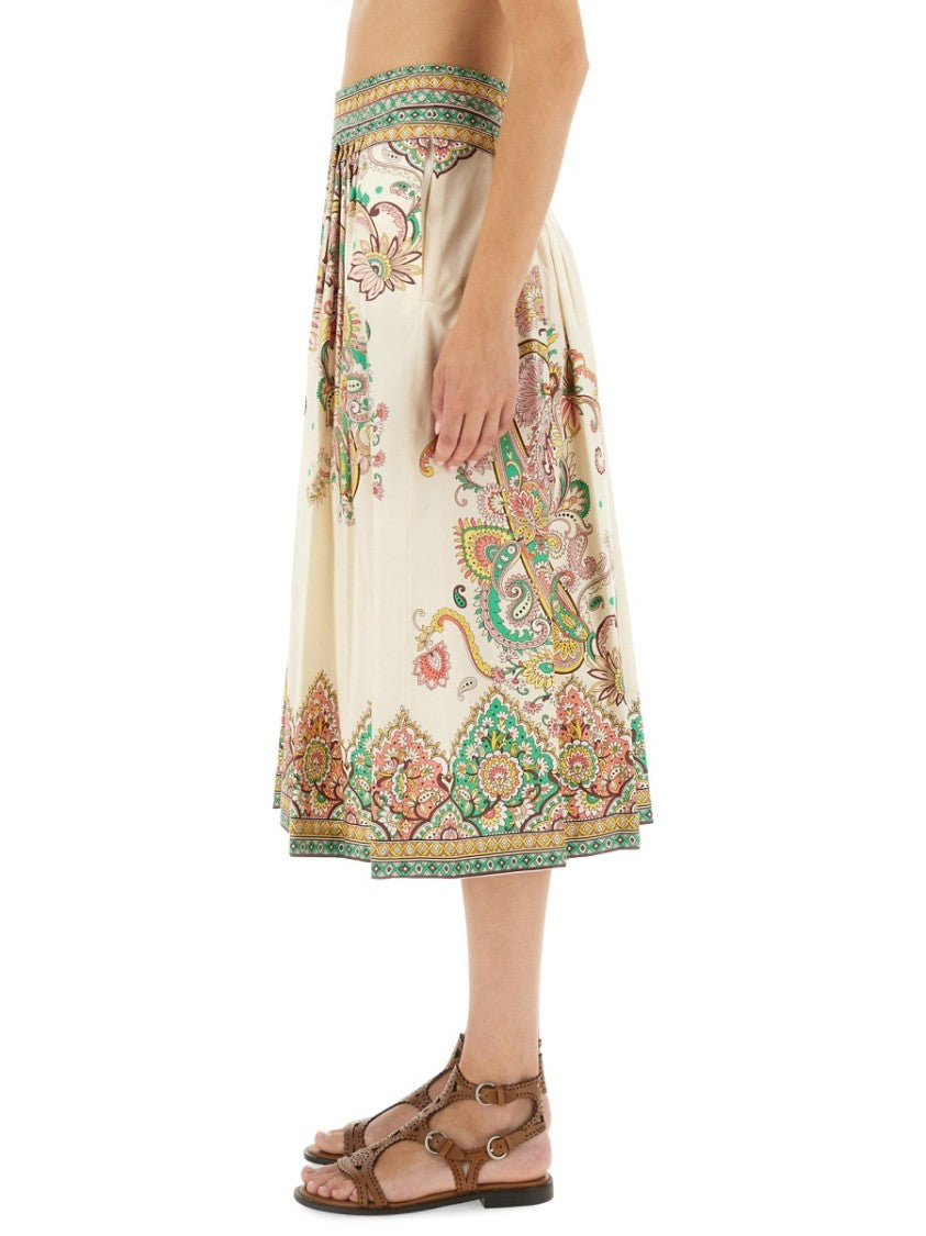 Paisley Print Midi Skirt