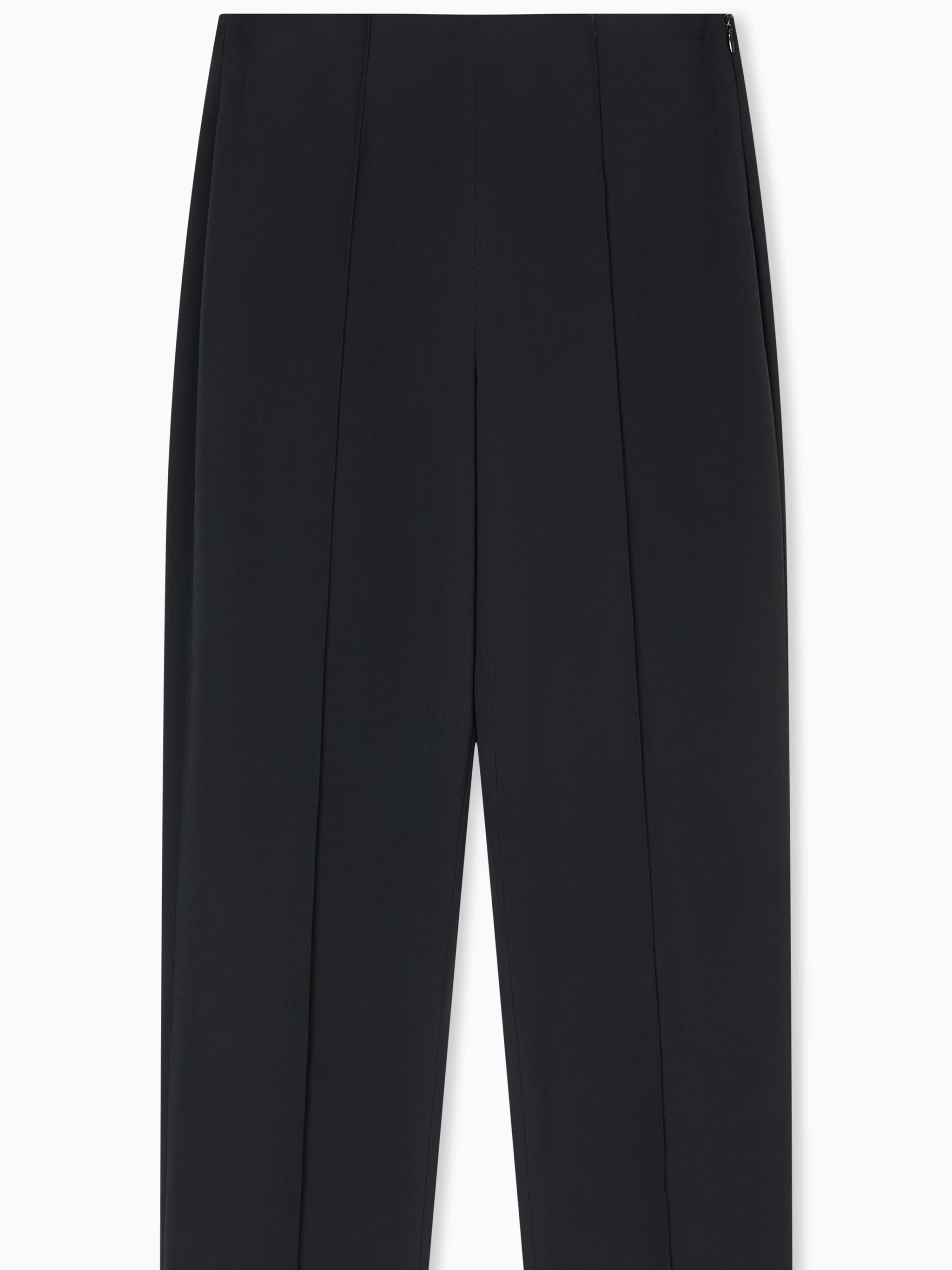 High-Waist Black Viscose Cady Straight Trousers