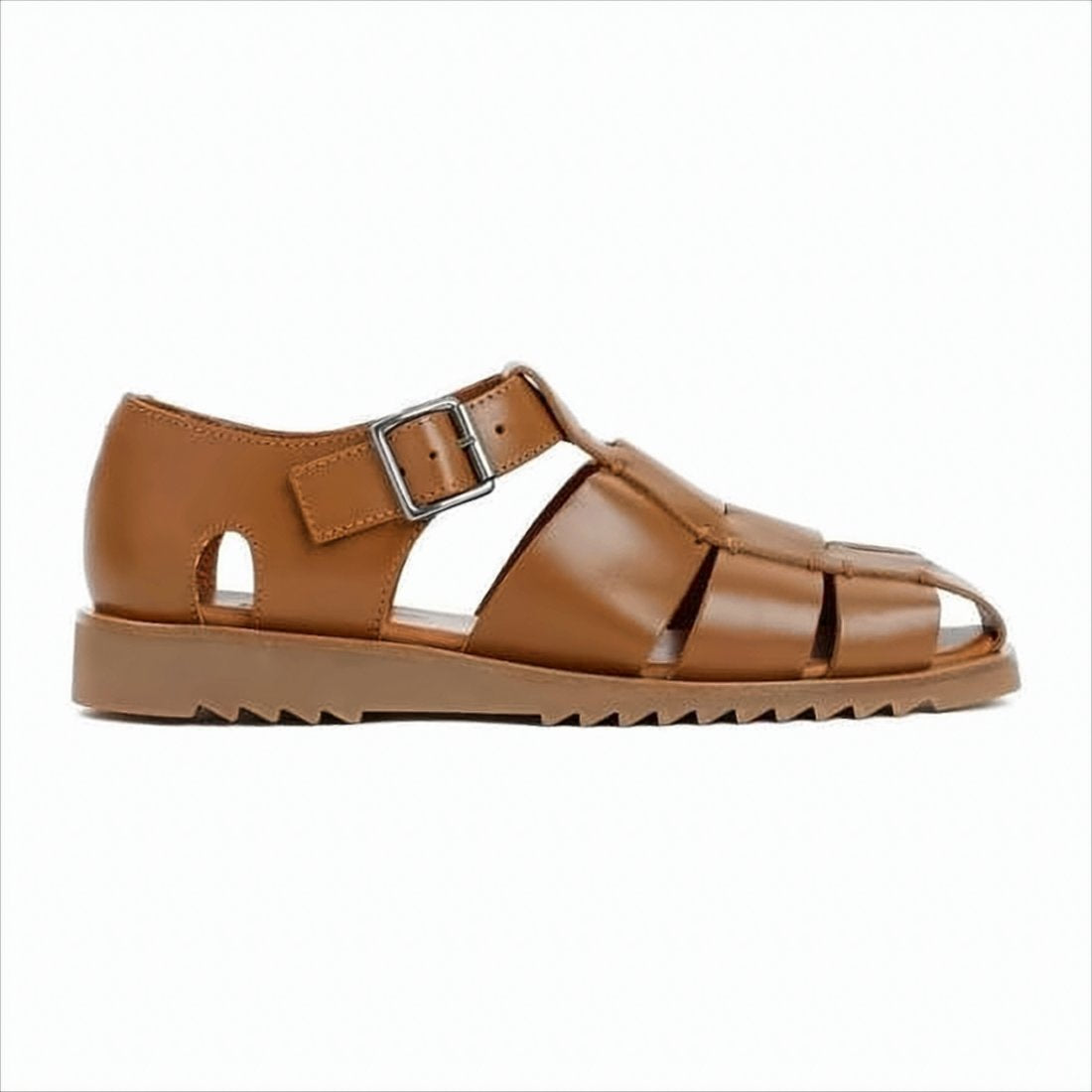 Closed-Toe Brown Leather Sandals