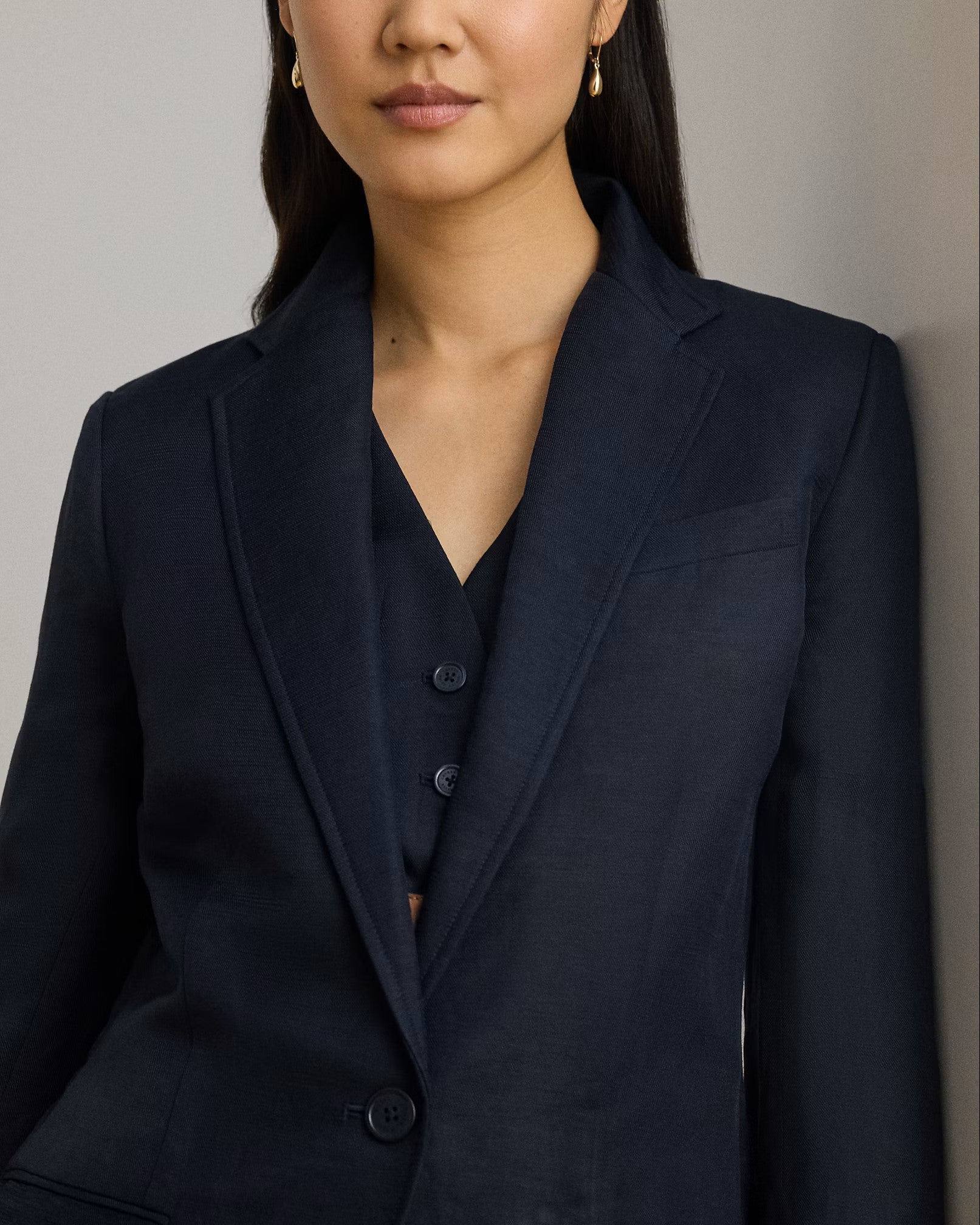Navy Blue Light Linen Blazer Jacket