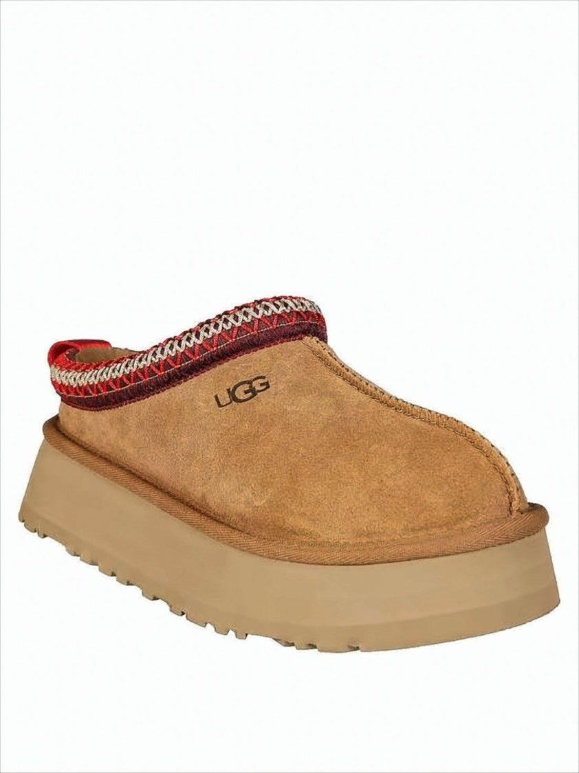 Brown Suede Slip-On Mules with Decorative Woven Trim