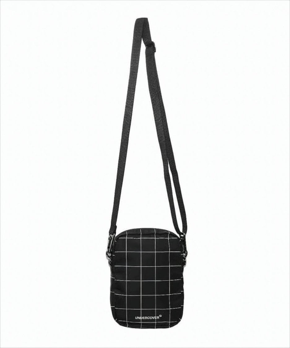 Compact Nylon Crossbody Bag With Grid Pattern