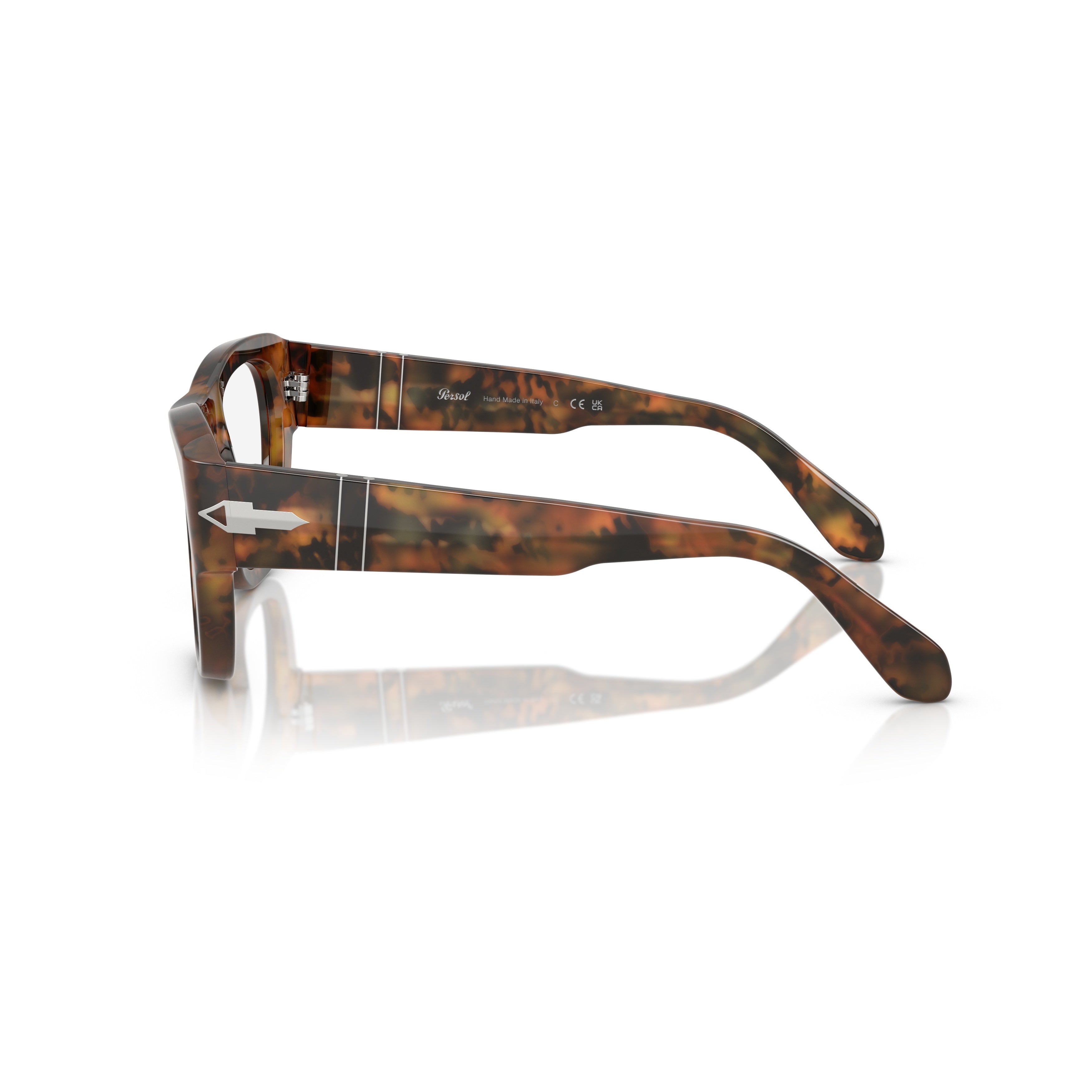 0po0054v Oversized Tortoiseshell Square Frame Eyeglasses with Silver Detail
