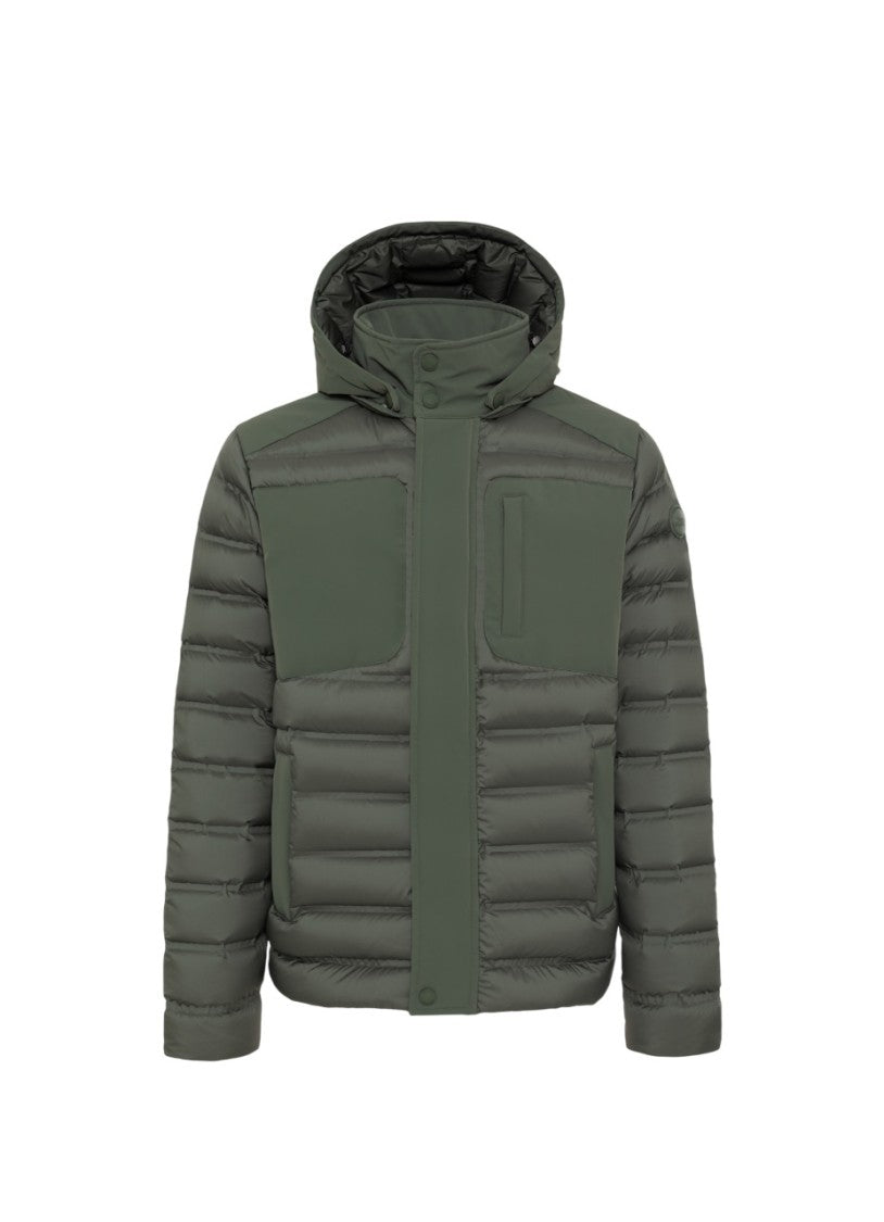 Quilted Down Jacket with Stretch Inserts