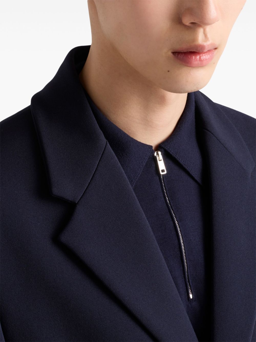 Fine Knit Wool Polo Shirt with Zip Fastening
