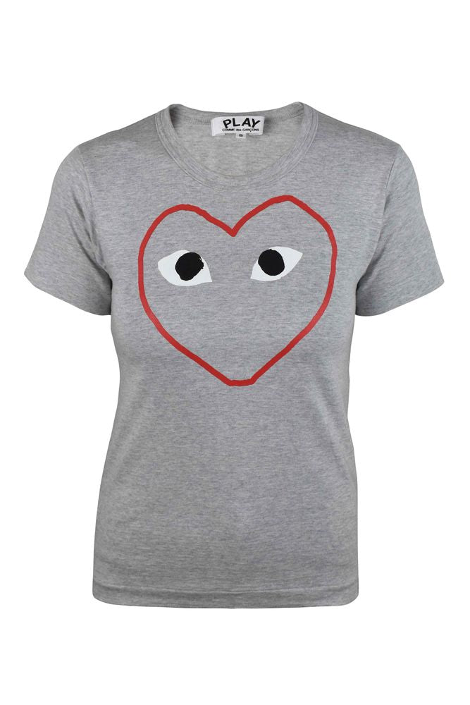 Grey Cotton T-Shirt With Distinctive Heart Emblem