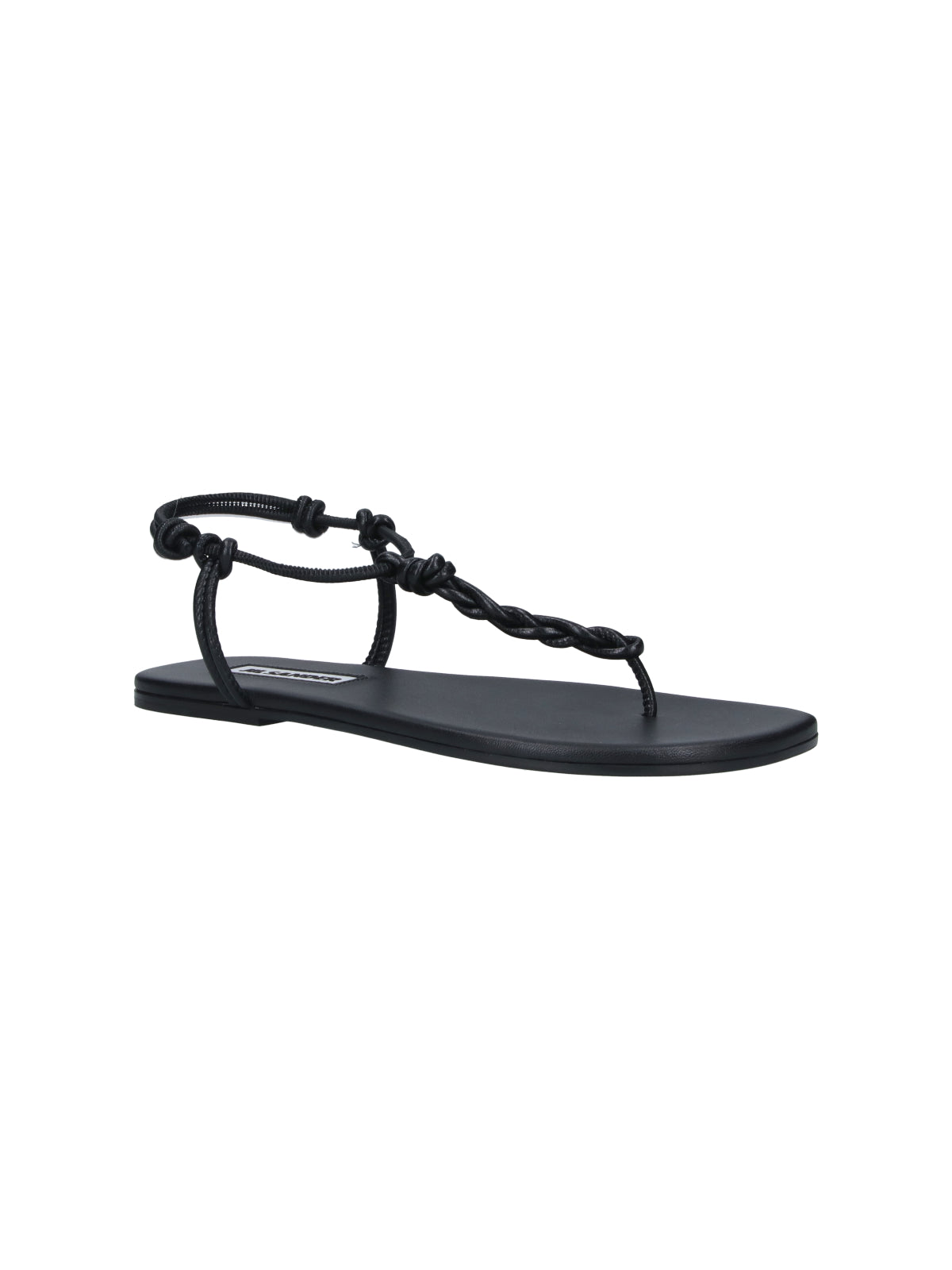 Black Tangle Minimalist Leather Thong Sandals