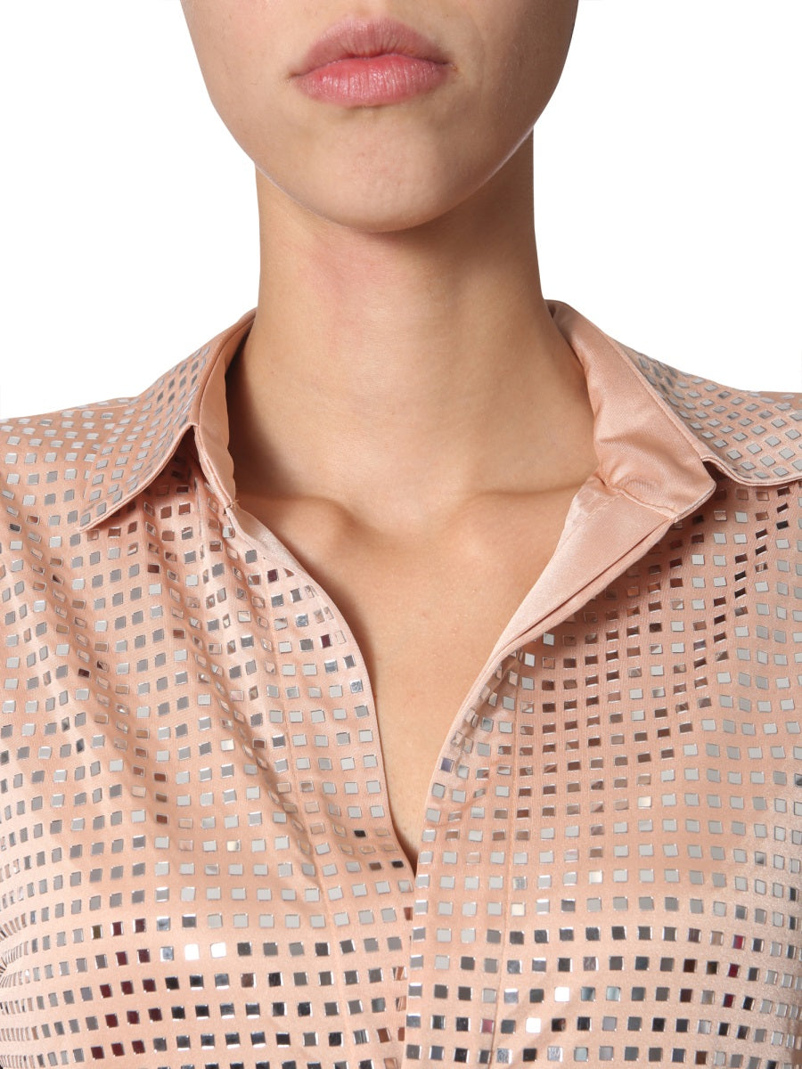 Front Button Closure Shirt Dress with Classic Collar