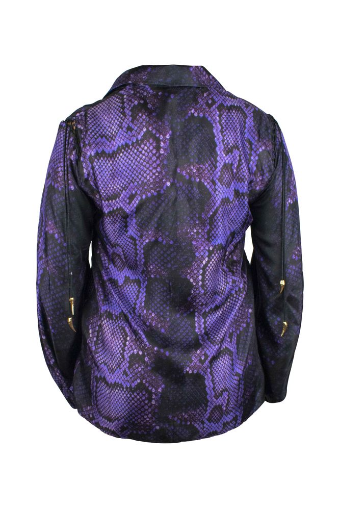 Purple Silk Shirt With Snake Skin Print