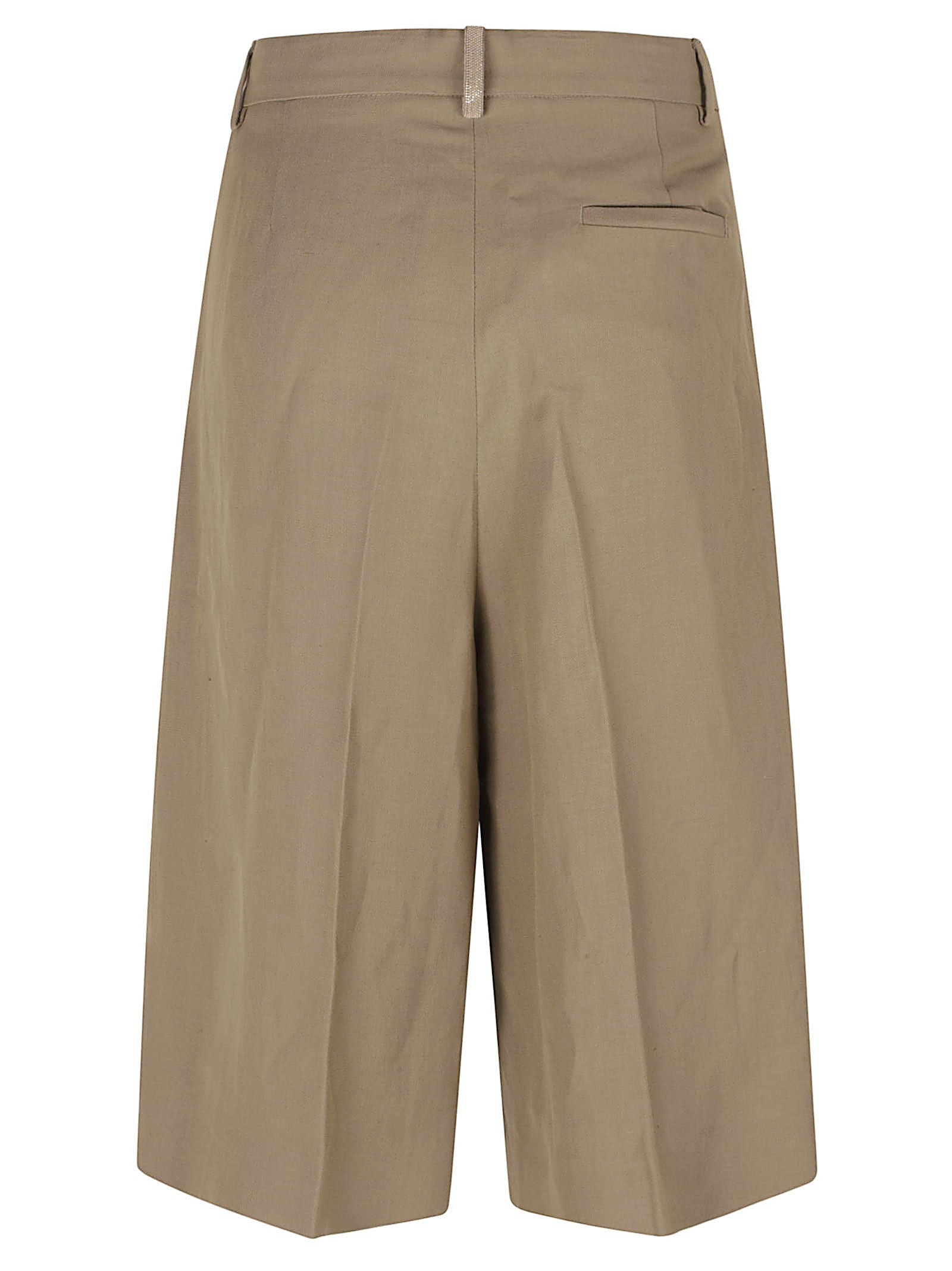 Pleated Brown Shorts With Hidden Closure
