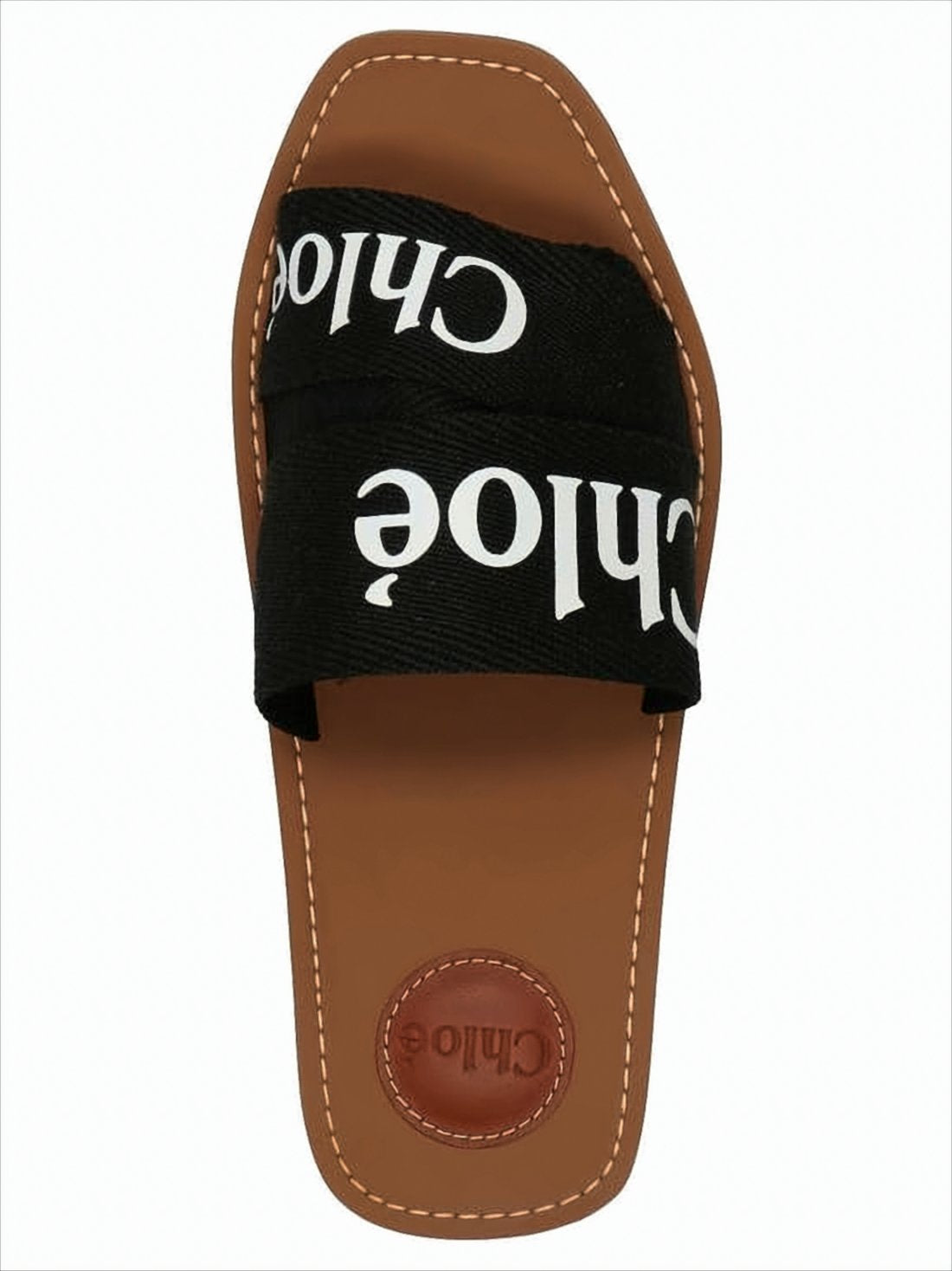 Flat Black Linen Slide Sandal