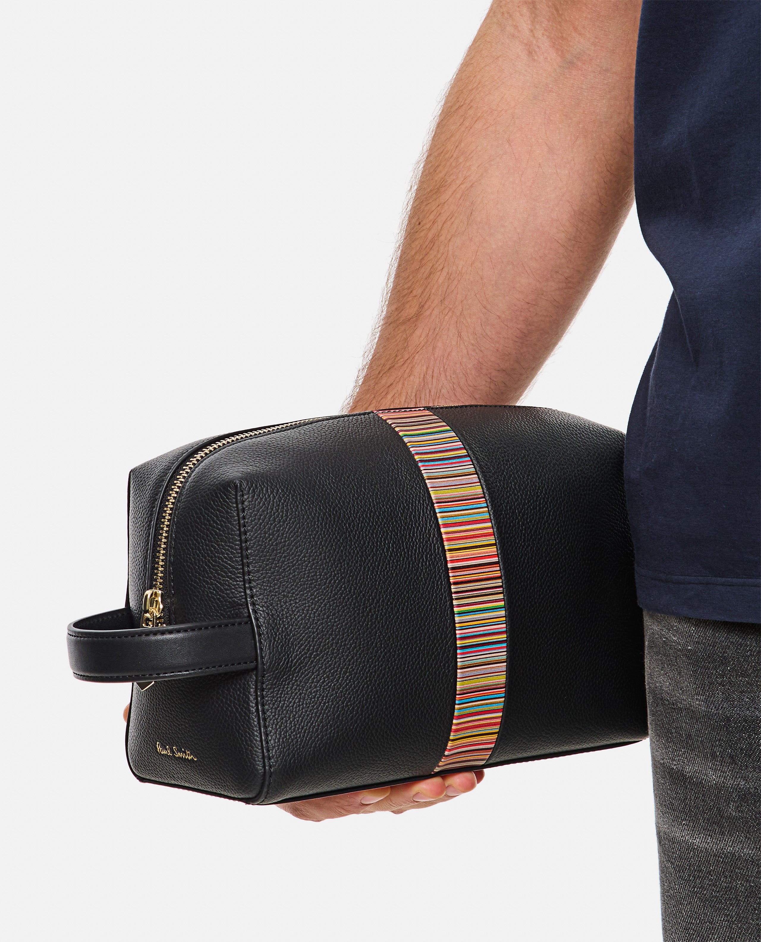 Black Grained Leather Beauty Case