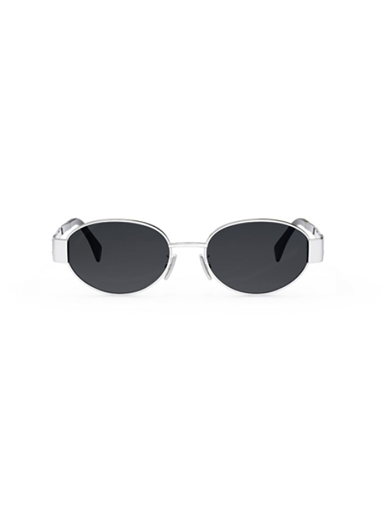 Oval-Frame Sunglasses with Polished Metallic Finish