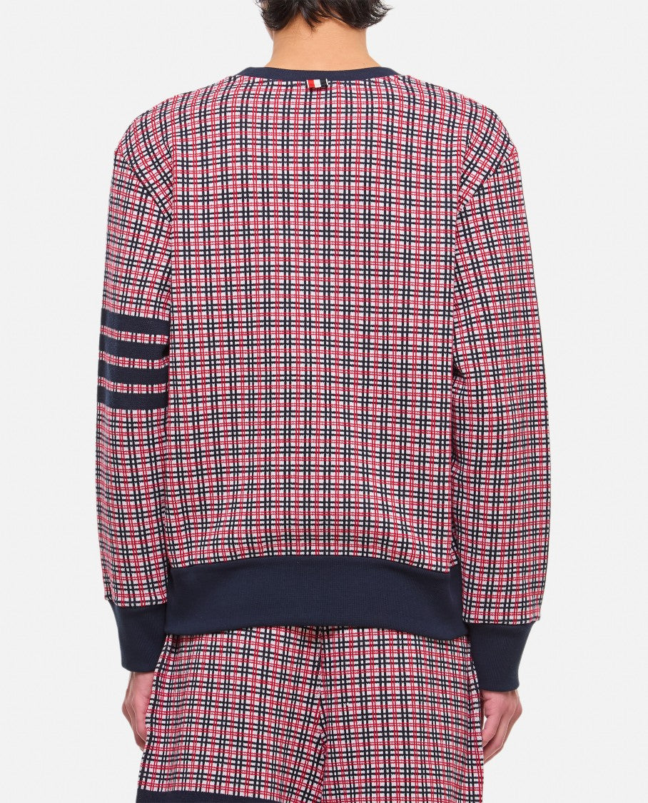 4 Bar Cotton Crewneck Sweatshirt