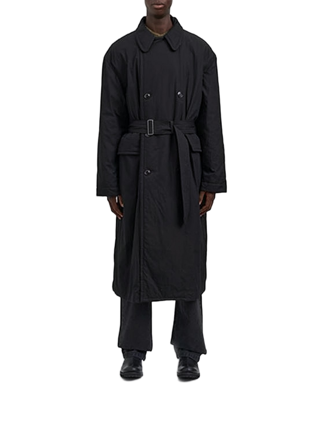 Long Double-Breasted Coat With Quilted Lining