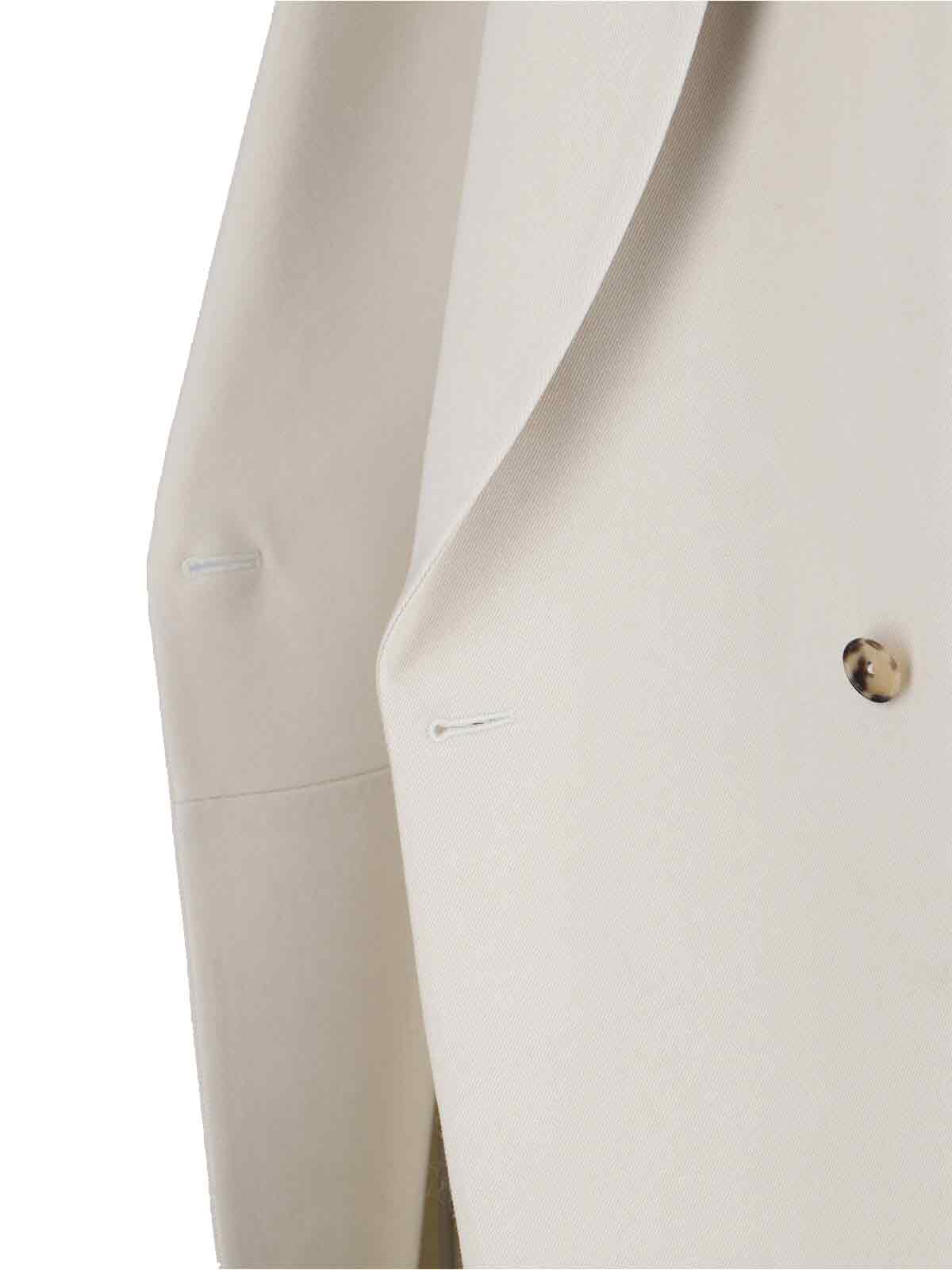 Double-Breasted White Wool Coat