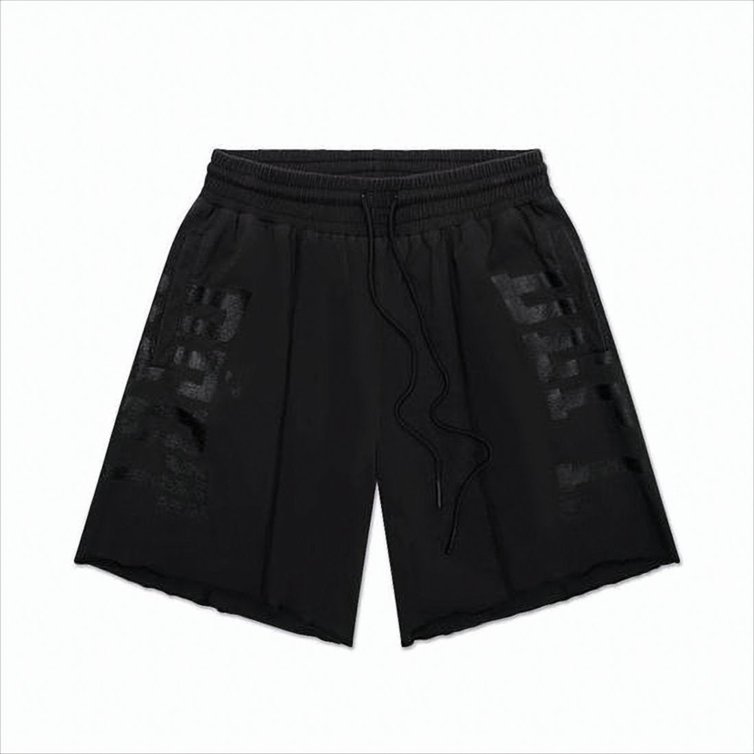 Relaxed-Fit Black Cotton Shorts with Drawstring Waist