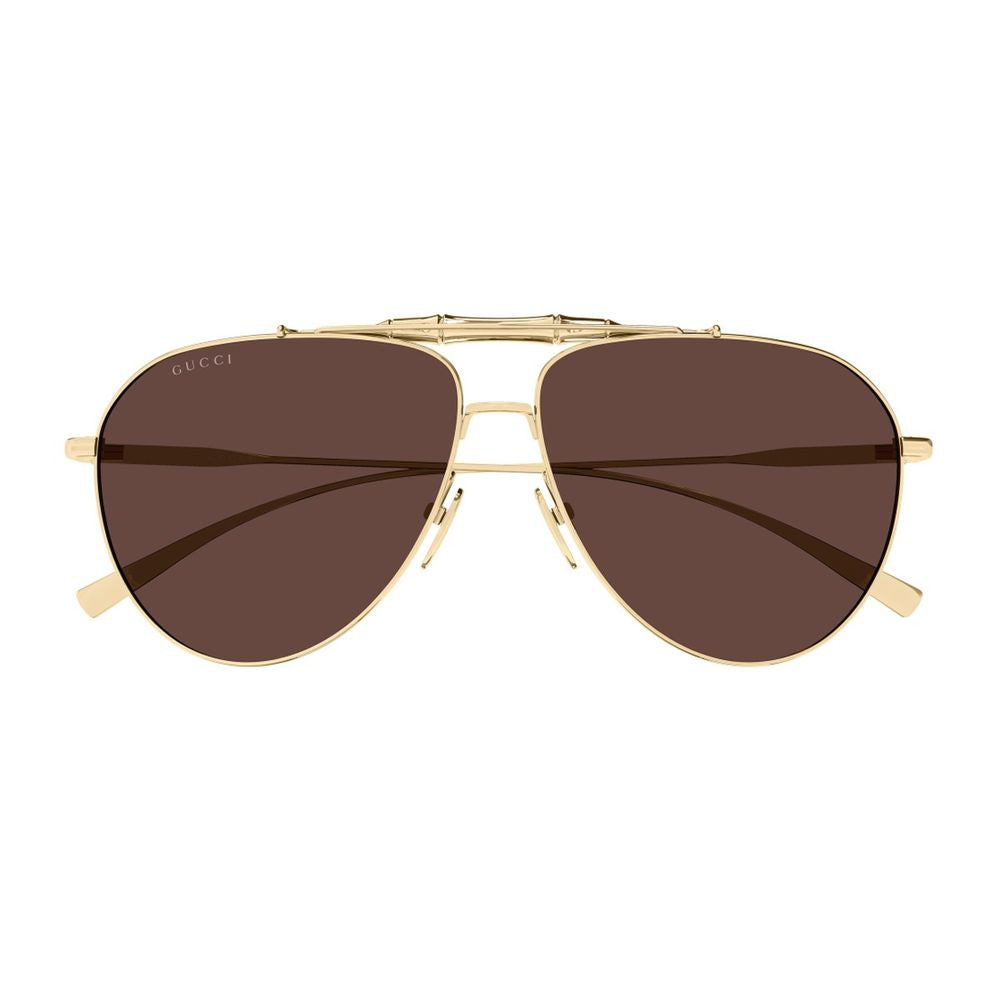 Pilot Sunglasses With Gold Metal Frame And Bamboo Detail