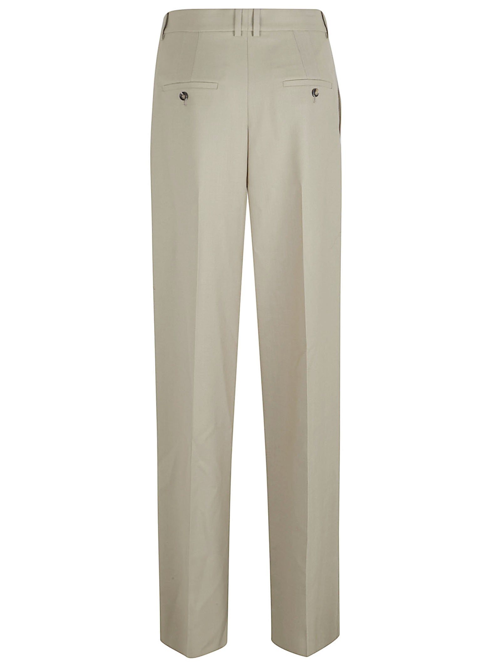 High-Waisted Tailored Trousers with Pleats and Welt Pockets