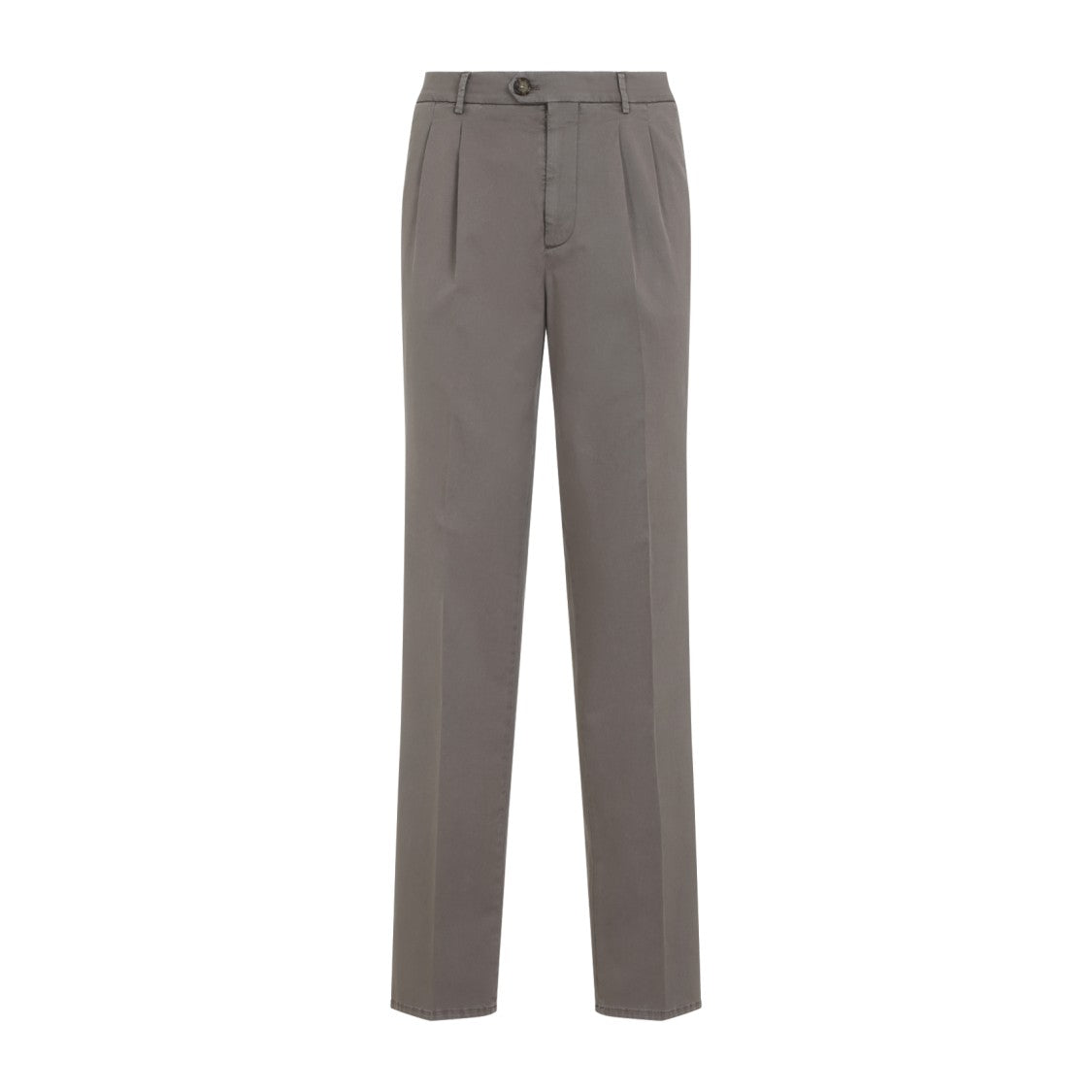 Tailored Grey Chino Pants With Pleated Waistband