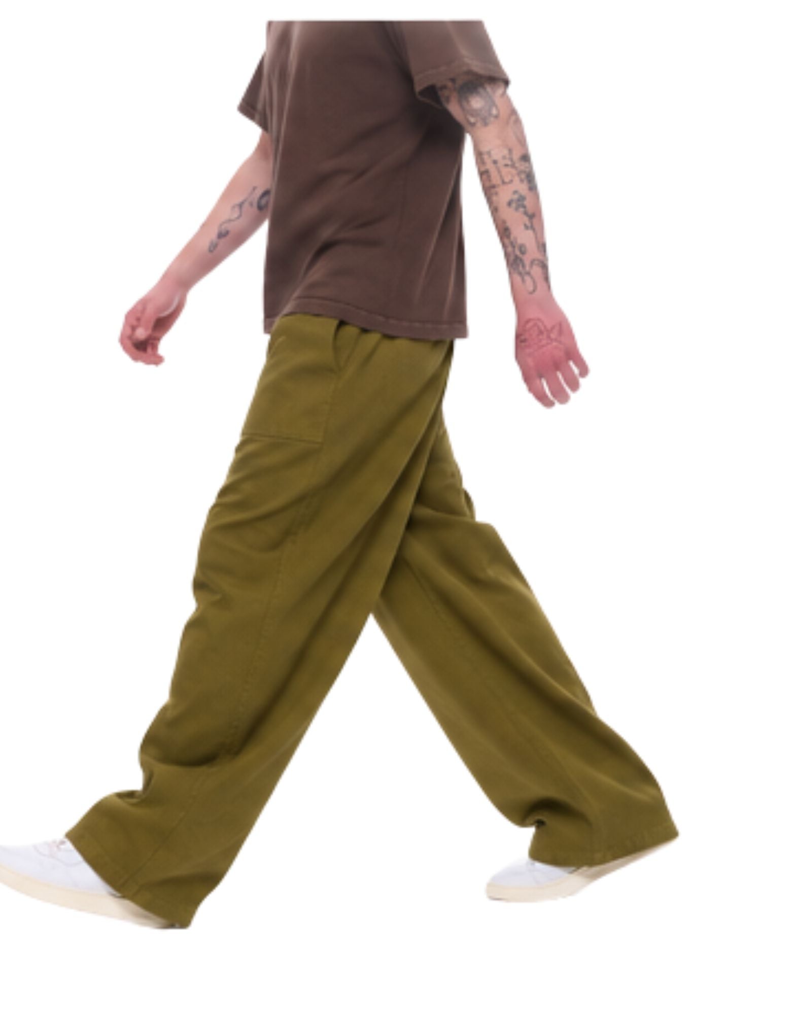 Olive Green Sasha Oversized Cotton Trousers