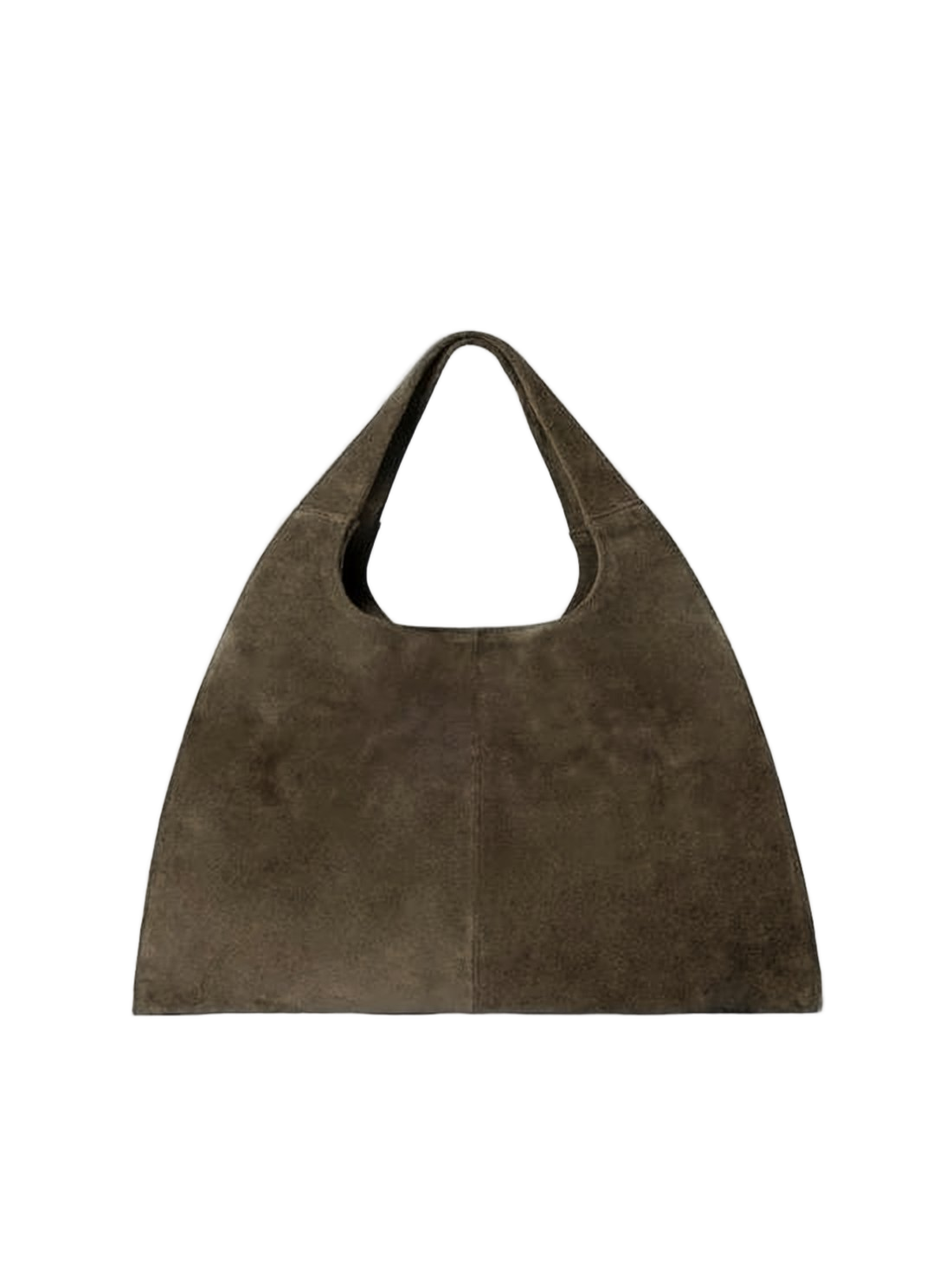 Trapezoidal Suede Tote Bag with Rounded Handle