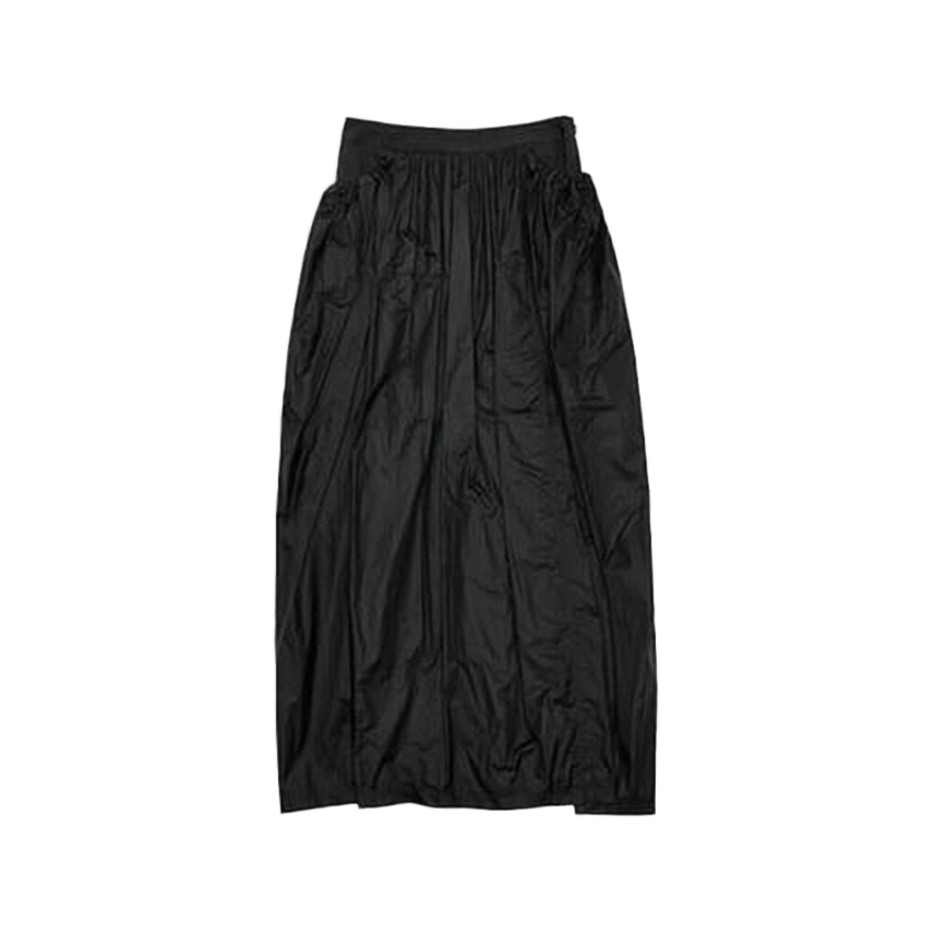 Gathered Black Maxi Skirt with Concealed Zipper