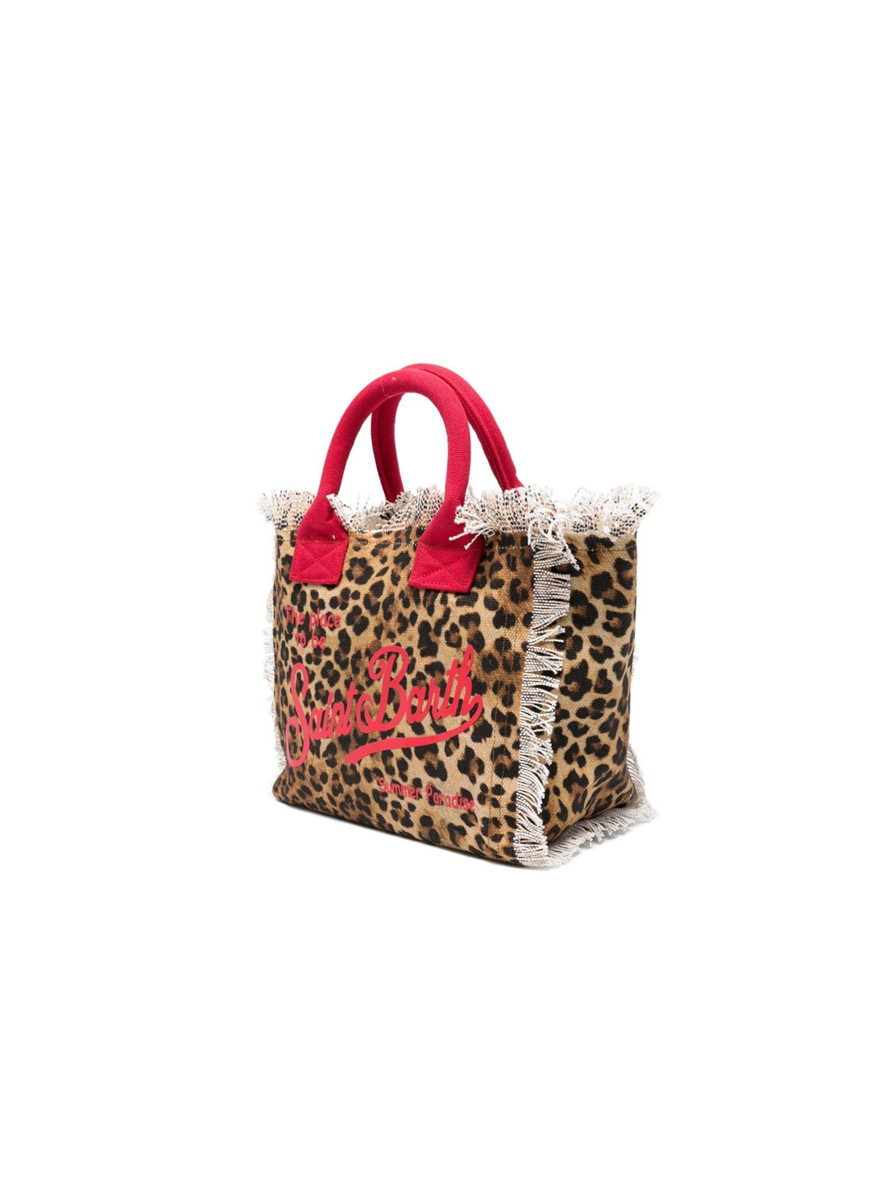 Leopard Print Tote Bag with Fringed Edges