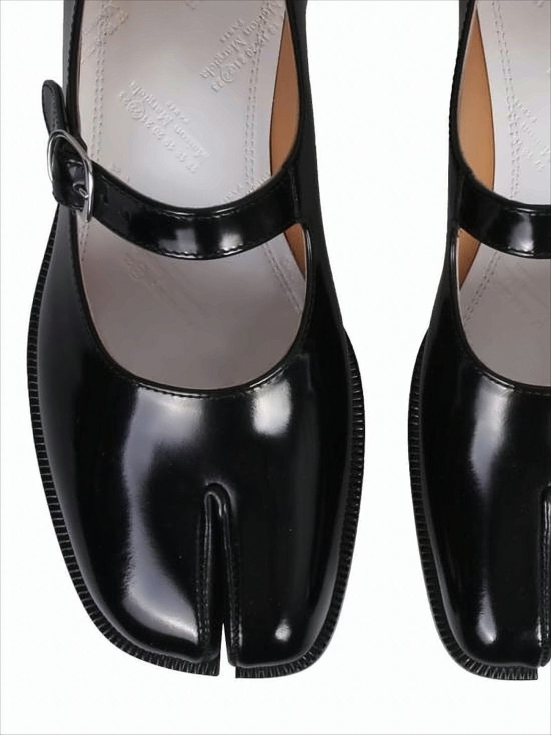 Glossy Black Split-Toe Flats