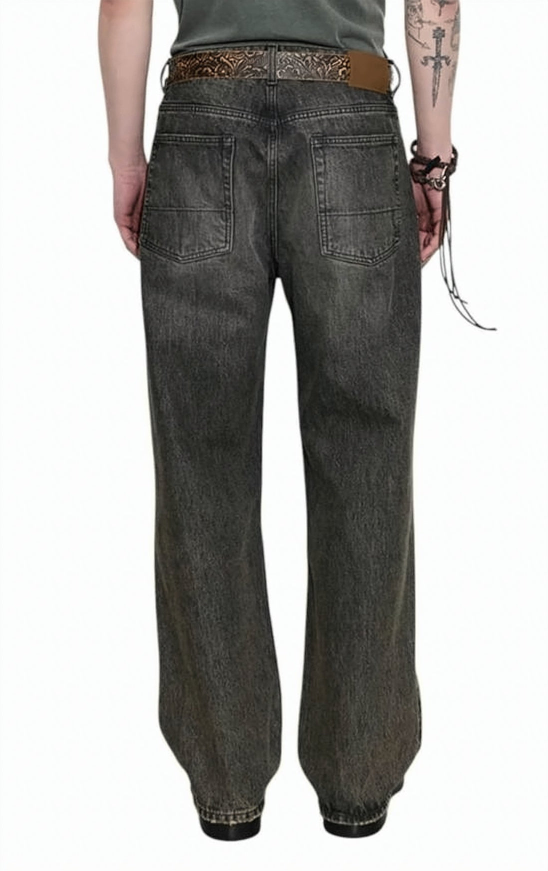 Wide-Leg Denim Pants With Vintage-Inspired Wash