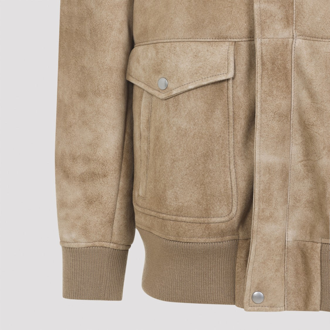 Suede Leather Jacket With Plush Fur Collar