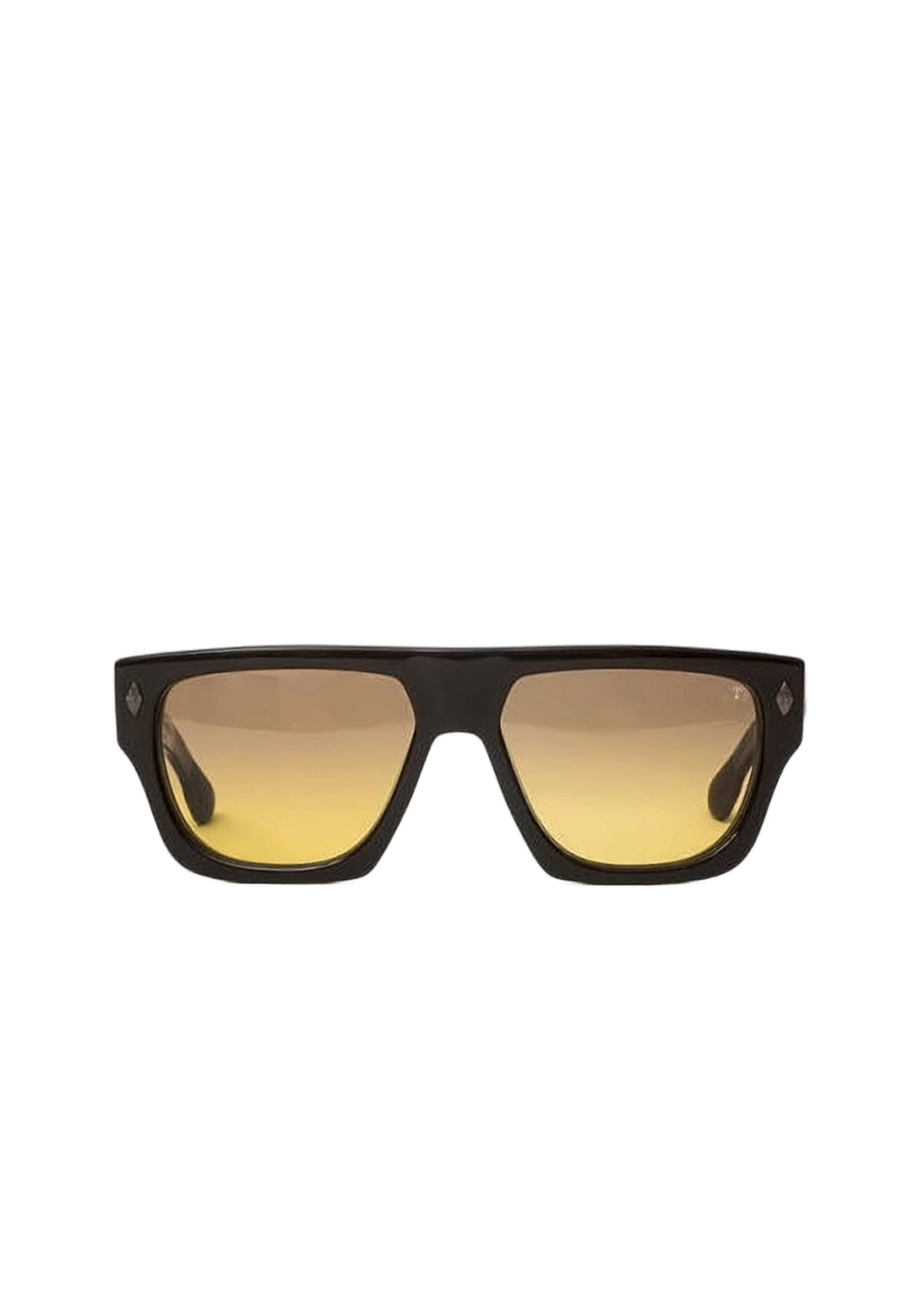 Rectangular Black Acetate Sunglasses With Gradient Amber Lenses