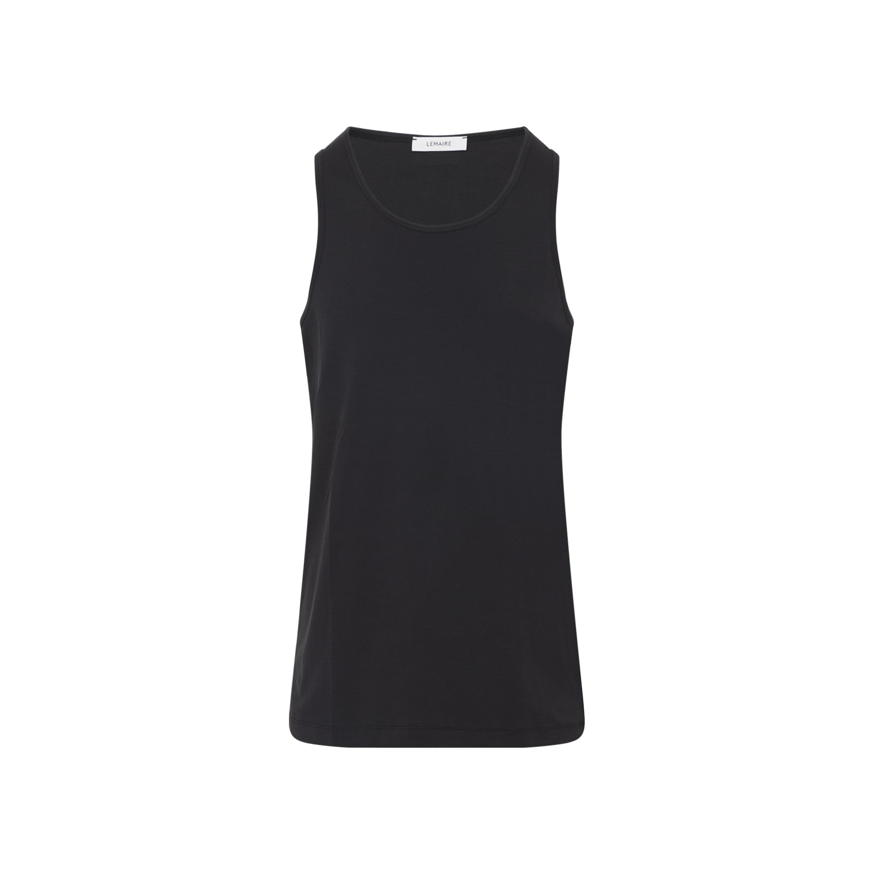 Minimalist Round Neck Sleeveless Top in Black Cotton