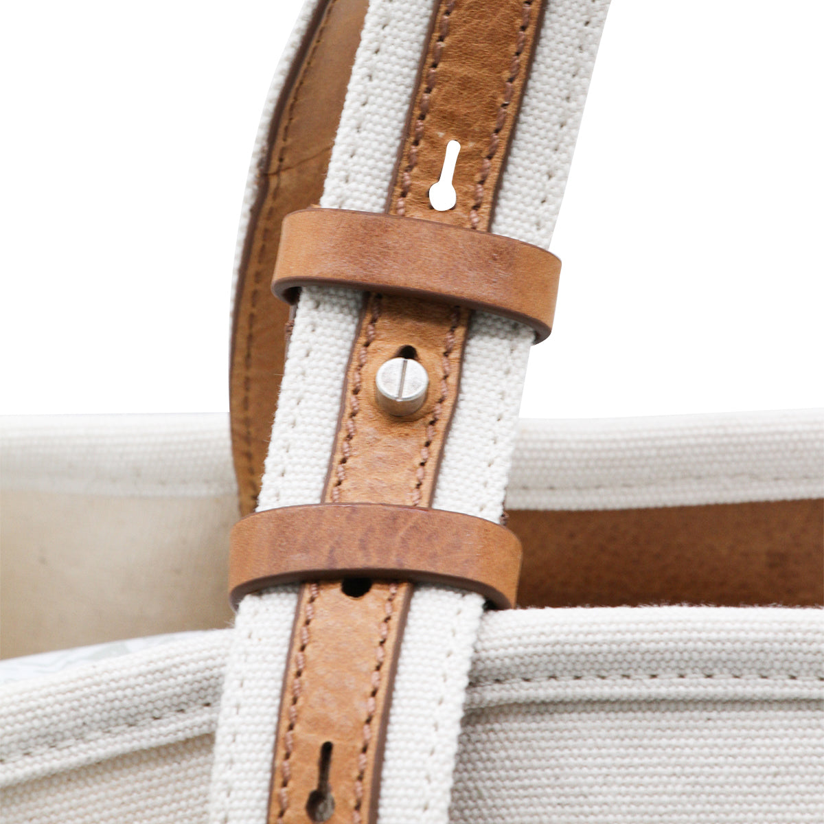 Beige Canvas Tote Bag with Leather Straps