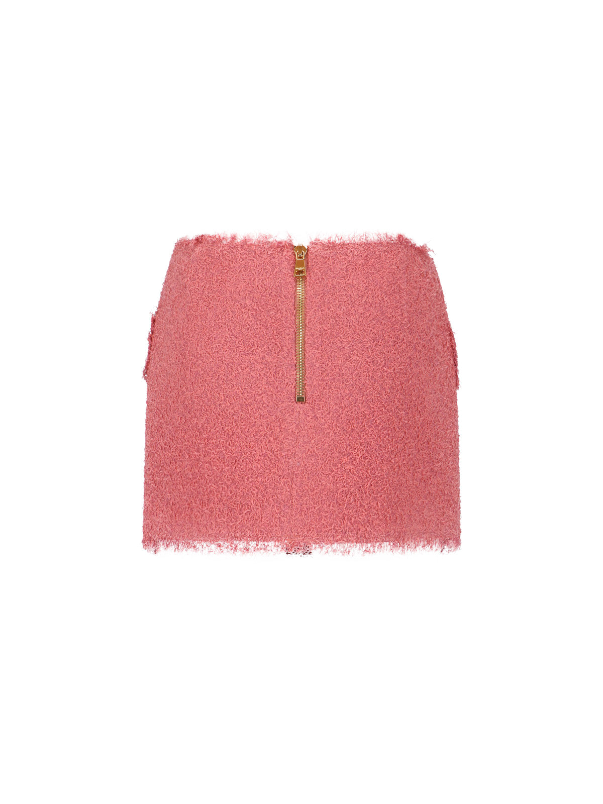 Pink Textured Tweed Mini Flap Skirt