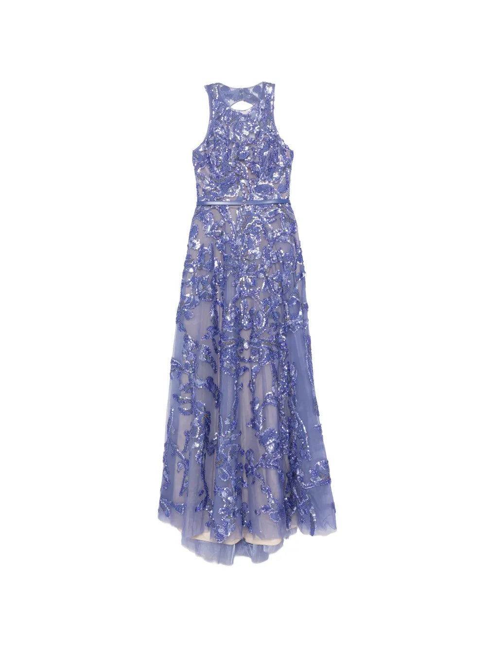 Embroidered Tulle Long Dress