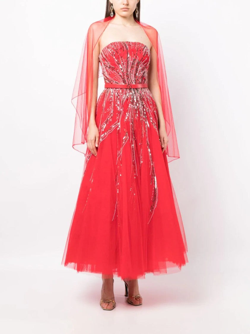 Midi Beaded Tulle Dress