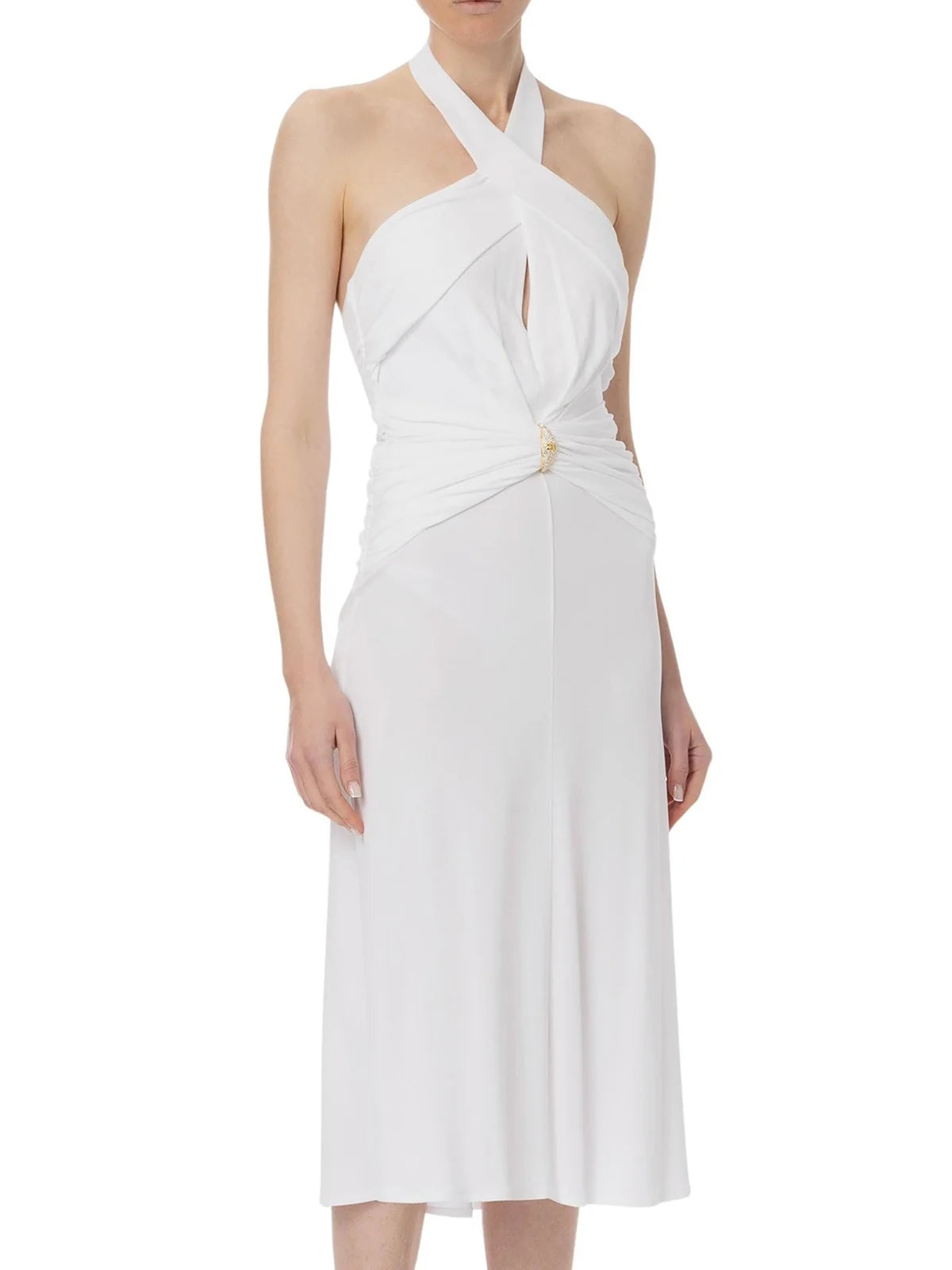 White Viscose Midi Dress