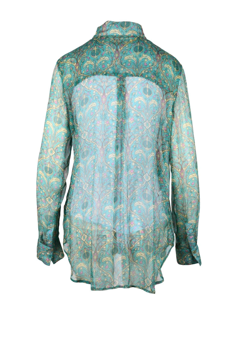 Silk Shirt - Aqua Green
