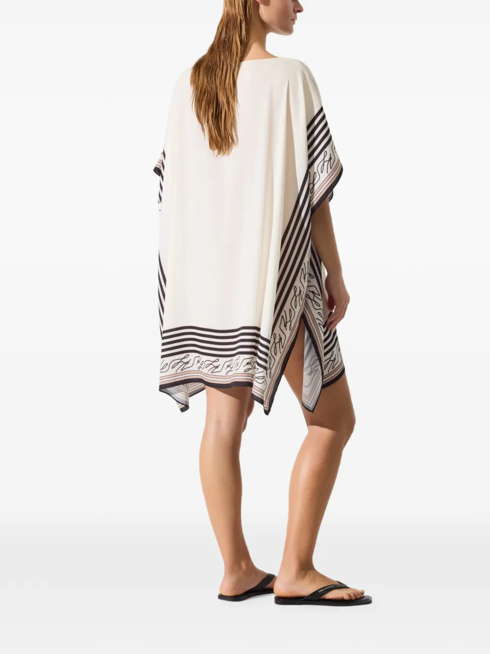 Cream Beach Cover-Up with Striped Borders