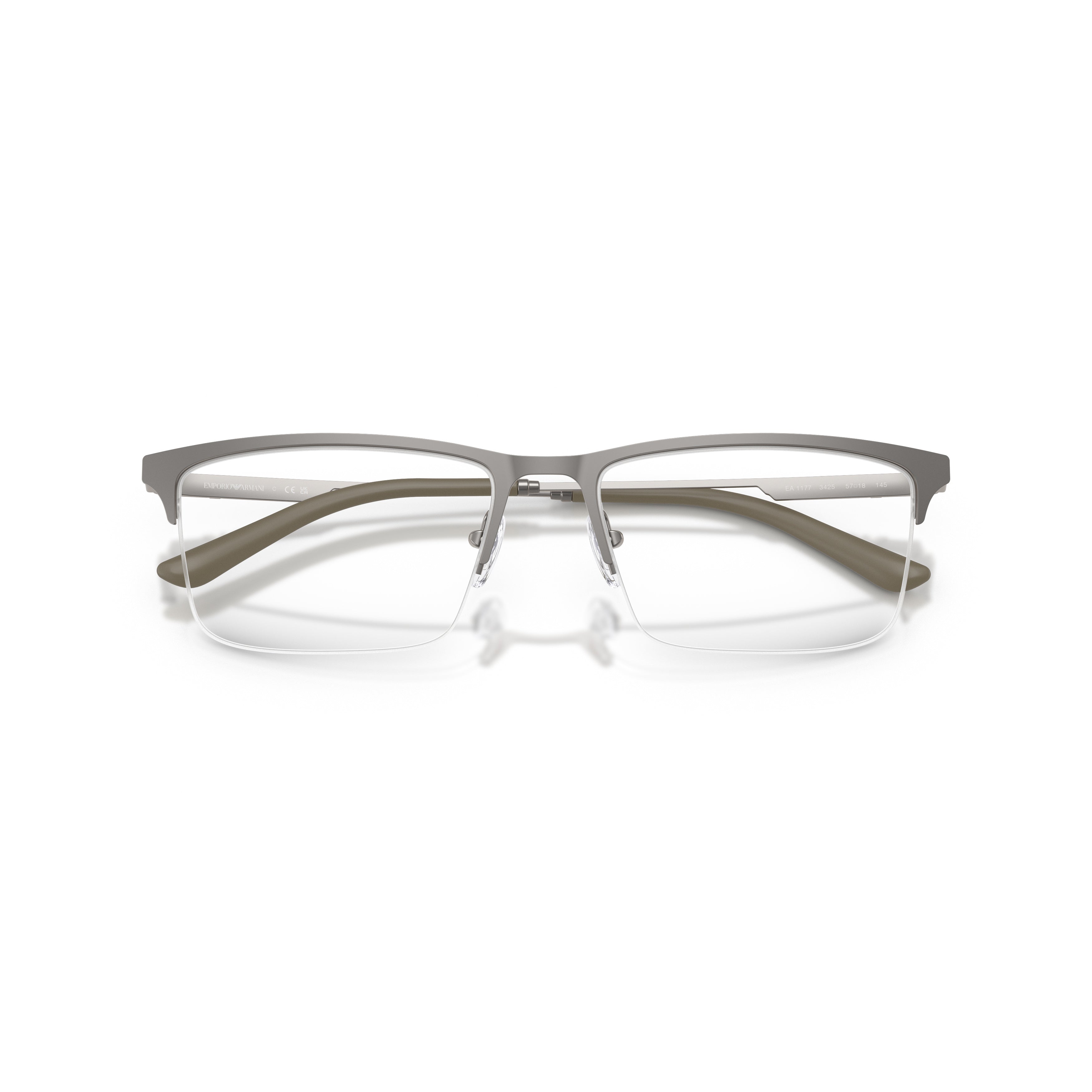 0ea1177 Semi-Rimless Grey Metal Frame Eyeglasses